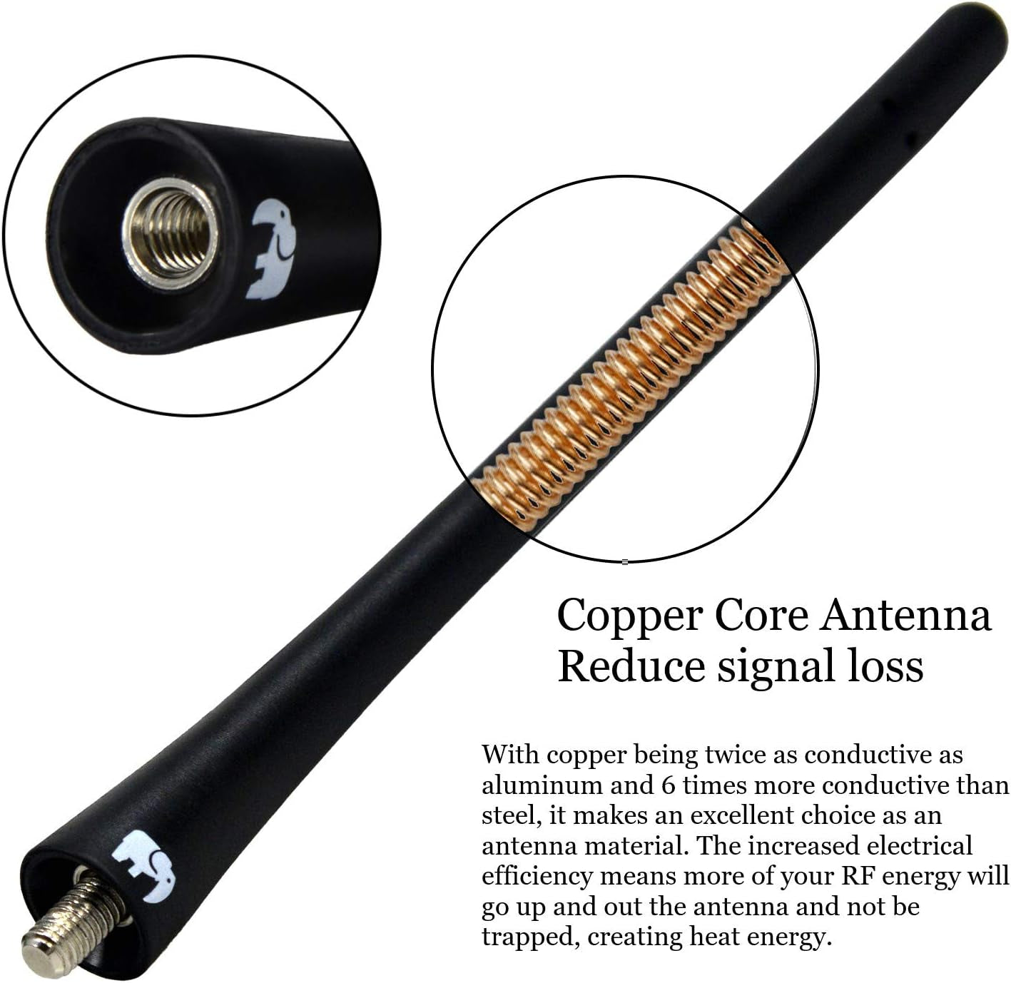 7" Inch Flexible Rubber Copper Core Antenna, Compatible with Ford F-Series (F-150 F-250 F-350 Super Duty Ford Raptor Ranger Trucks 1997-2024) - Designed for Optimized FM/AM Reception