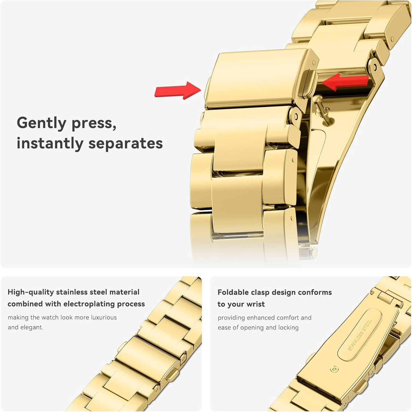 Compatible with Apple Watch SE Series 8 Series 7 6 5 4 3 2 1 Strap 45Mm 44Mm 42Mm 41Mm 40Mm 38Mm Ultra 49Mm Women'S Metal Linked Watch Band Steel Chain Iwatch Gold Bracelet