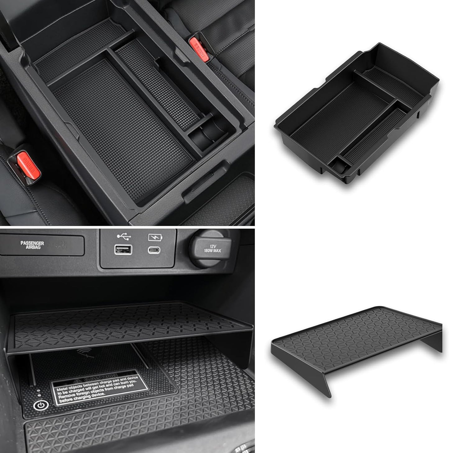 3PCS Center Console Organizer Compatible with Honda CRV 2023 2024 2025 Accessories CR-V Hybrid Armrest Organizer Tray Hidden Storage Box ABS Material