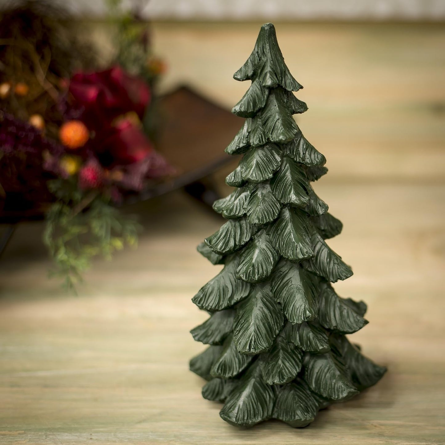 8 Inch Tall Resin Tabletop Spruce Tree Decorative Christmas Figurine