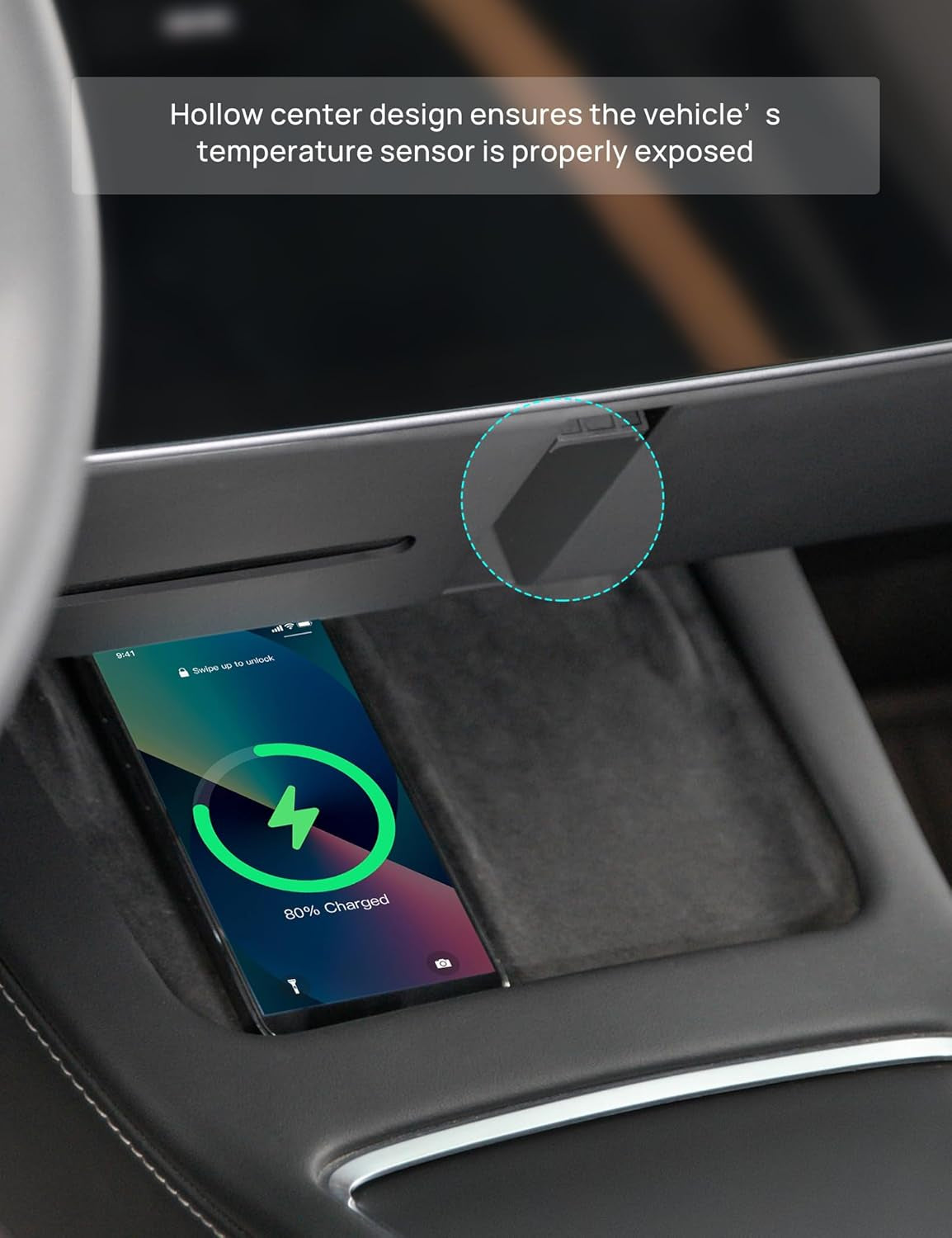 Hidden under Screen Storage Box for Tesla Model 3 Model Y with Open-Close Design, Magnetic Center Console Organizer Dashboard Tissue Sunglass Holder