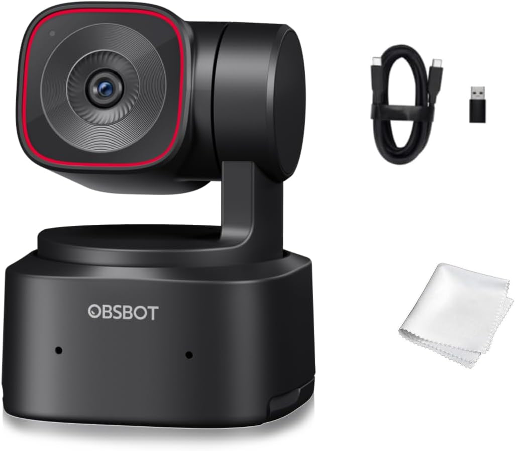 Tiny 2 Lite Ai-Powered 4K UHD PTZ Webcam,1/2" CMOS Sensor 4X Digital Zoom, AI Auto Tracking, Auto Zoom, Gesture Control 2.0, Beauty Mode,Preset Modes,Livestream for Game/Meeting/Online Educate