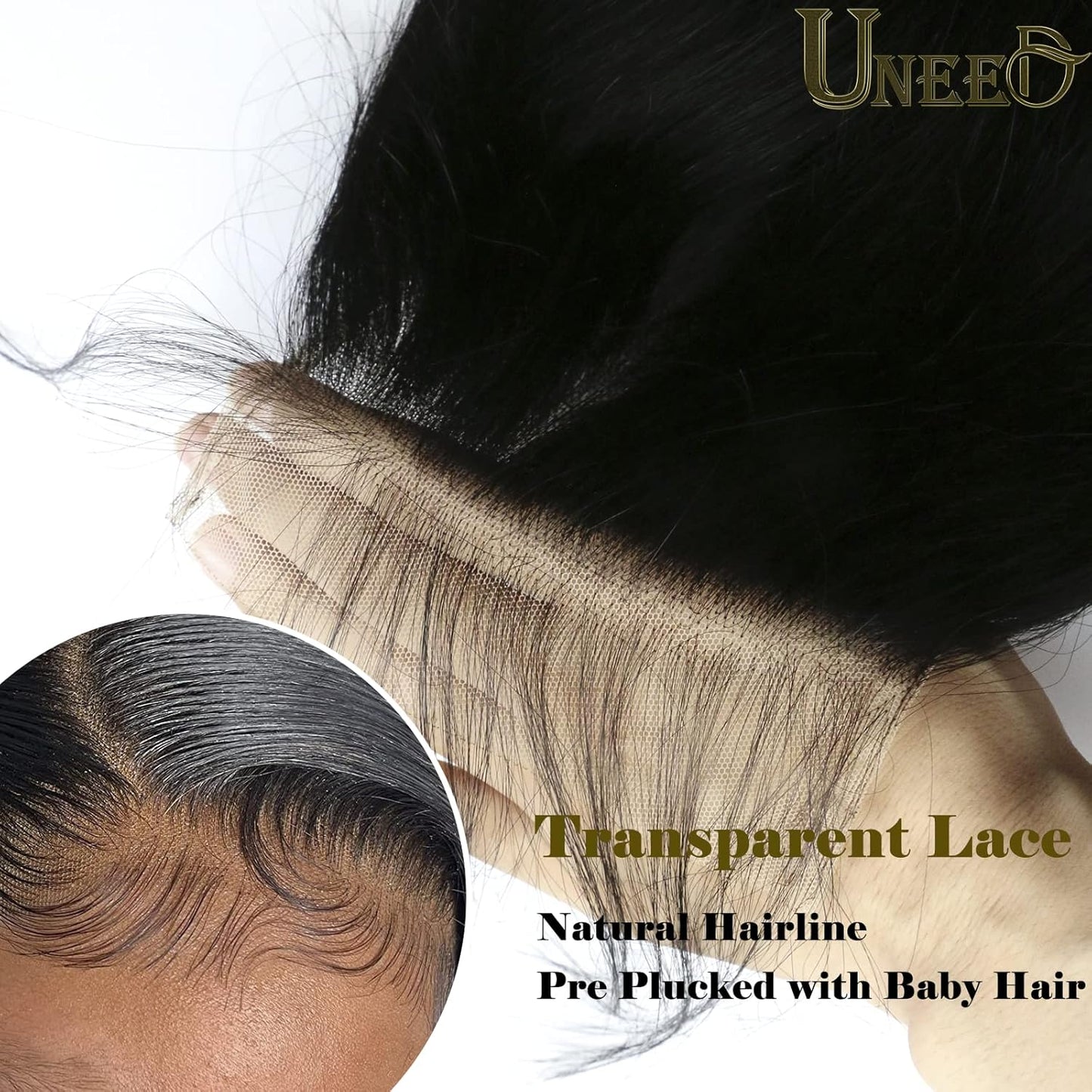 5X5 Closure Straight Closure Invisible Ultra-Thin HD Lace Closure Free Part 12A Brazilian Virgin Human Hair Frontal Closure Pre Plucked with Baby Hair Natural Black (16 Inch)