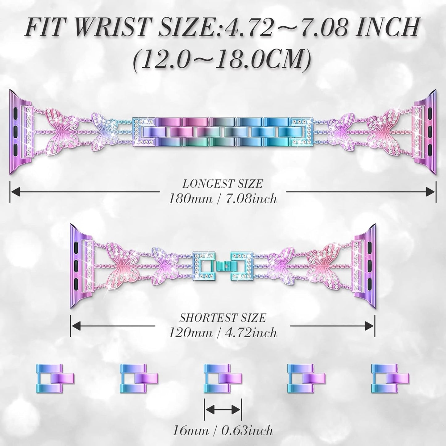Add Sparkle to Your Watch with the Metal Diamond Starlight Band - Compatible with Apple Watch Series 8/7/6/5/4/3/2/1/Se/Ultra - Shiny and Stylish for Women in Sizes 38Mm 40Mm 41Mm 42Mm 44Mm 45Mm 49Mm