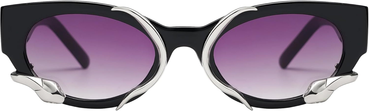 Trendy Sunglasses for Women Men Vintage Narrow Cateye Metal Snake Sunnie Y2K Accessories AP3621