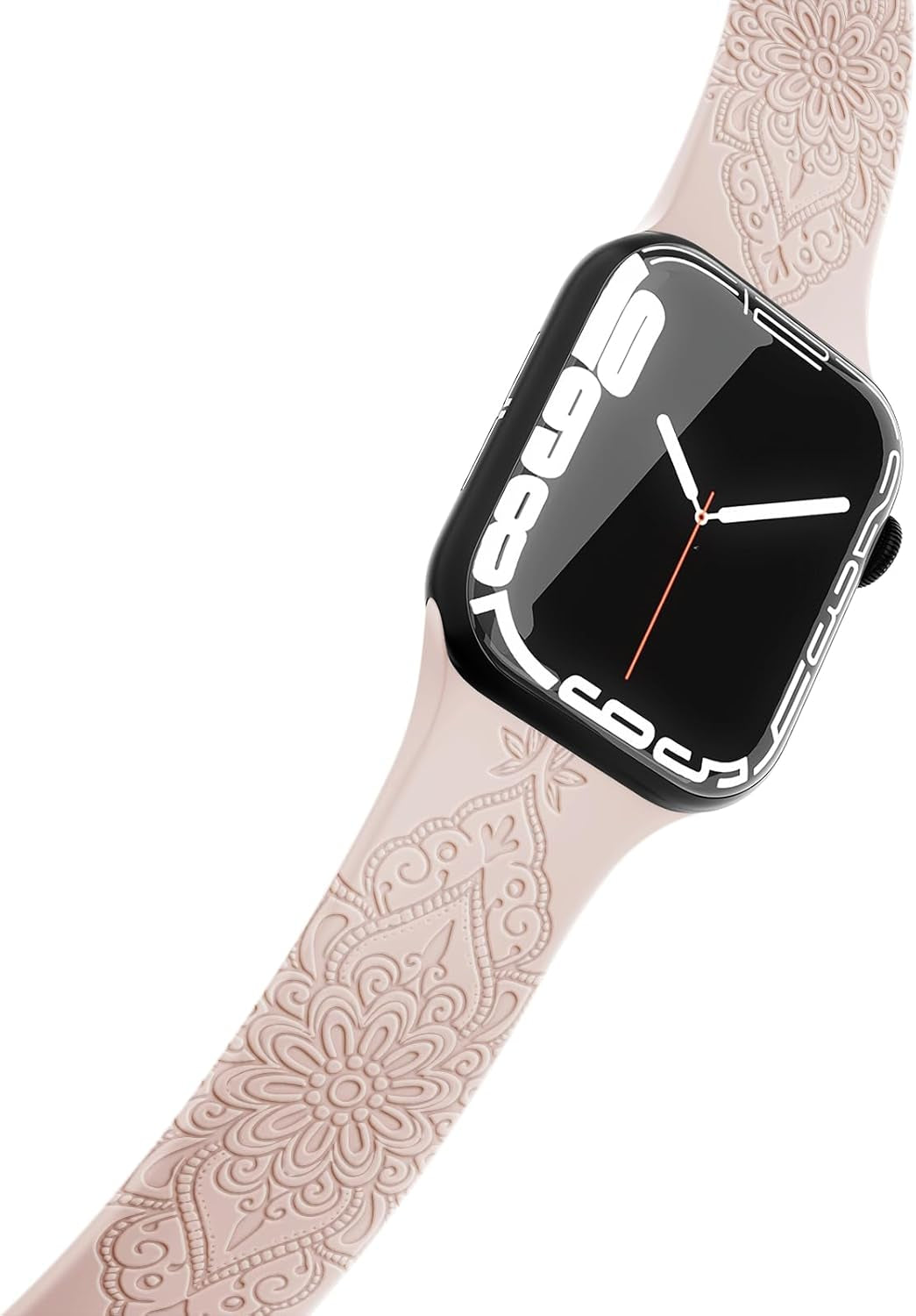 Chinese Style Engraved Bands Compatible with Apple Watch Bands 38Mm 40Mm 41Mm for Women Girl, Floral Design Soft Silicone Strap for Iwatch Ultra/Ultra 2 Series 9/8//7/6/5/4/3/2/1/SE