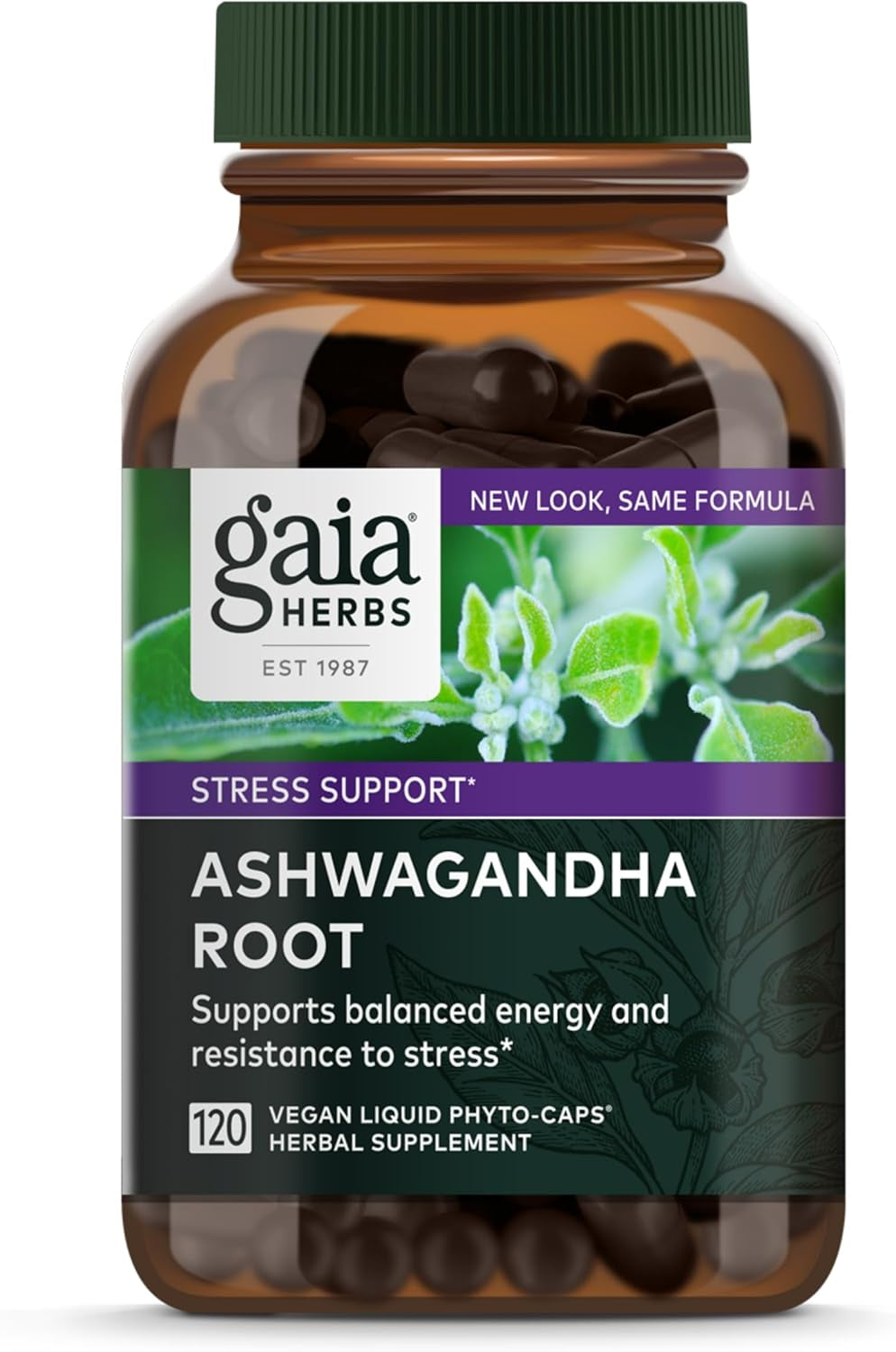 , Ashwagandha Root Vegan Liquid Phyto Capsules - Stress Relief, Immune Support Supplement, Balanced Energy Levels and Mood, 60-Count (Pack of 1) TLBH