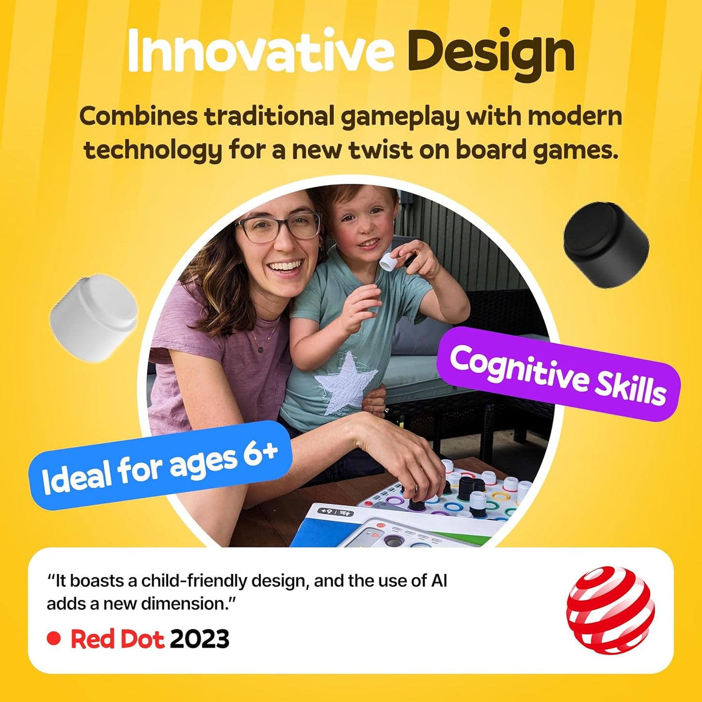 Smart Four, 3D Ai-Powered 4 in a Row Game, Strategy Board Games with Integrated Referee for 1-2 Players, Travel Games for Ages 6-12 and Up, Birthday Gift for Kids Family Game Night