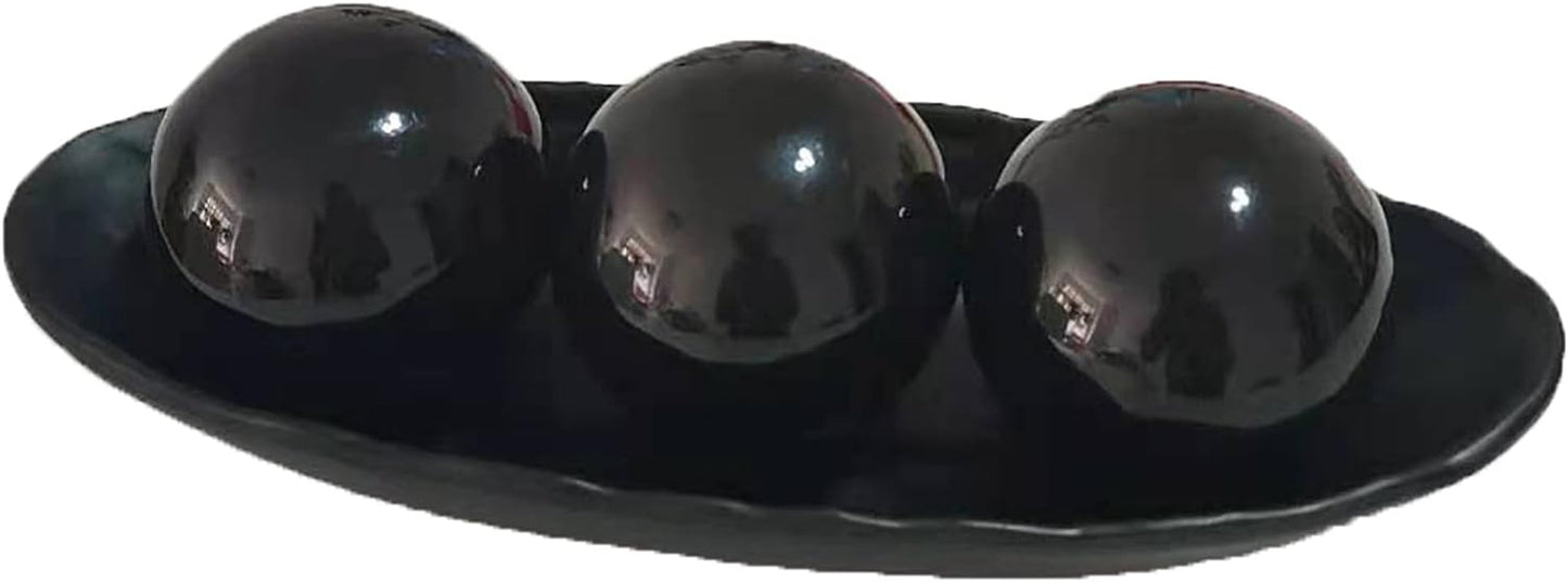 Home Decor Tray and Orbs Balls Set of 3,Ideal Gift for Weddings Special Occasions and for Decorative Accents Centerpiece in Your Living Dining Room Coffee Table,Spheres House Decorations