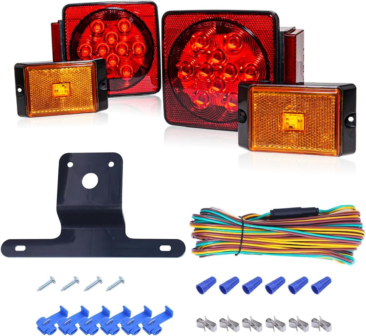 70205 Trailer Light Kit - 12V All LED, Left and Right Waterproof Submersible for Trailers, Boat Trailer Truck Marine Camper RV Snowmobile, Red