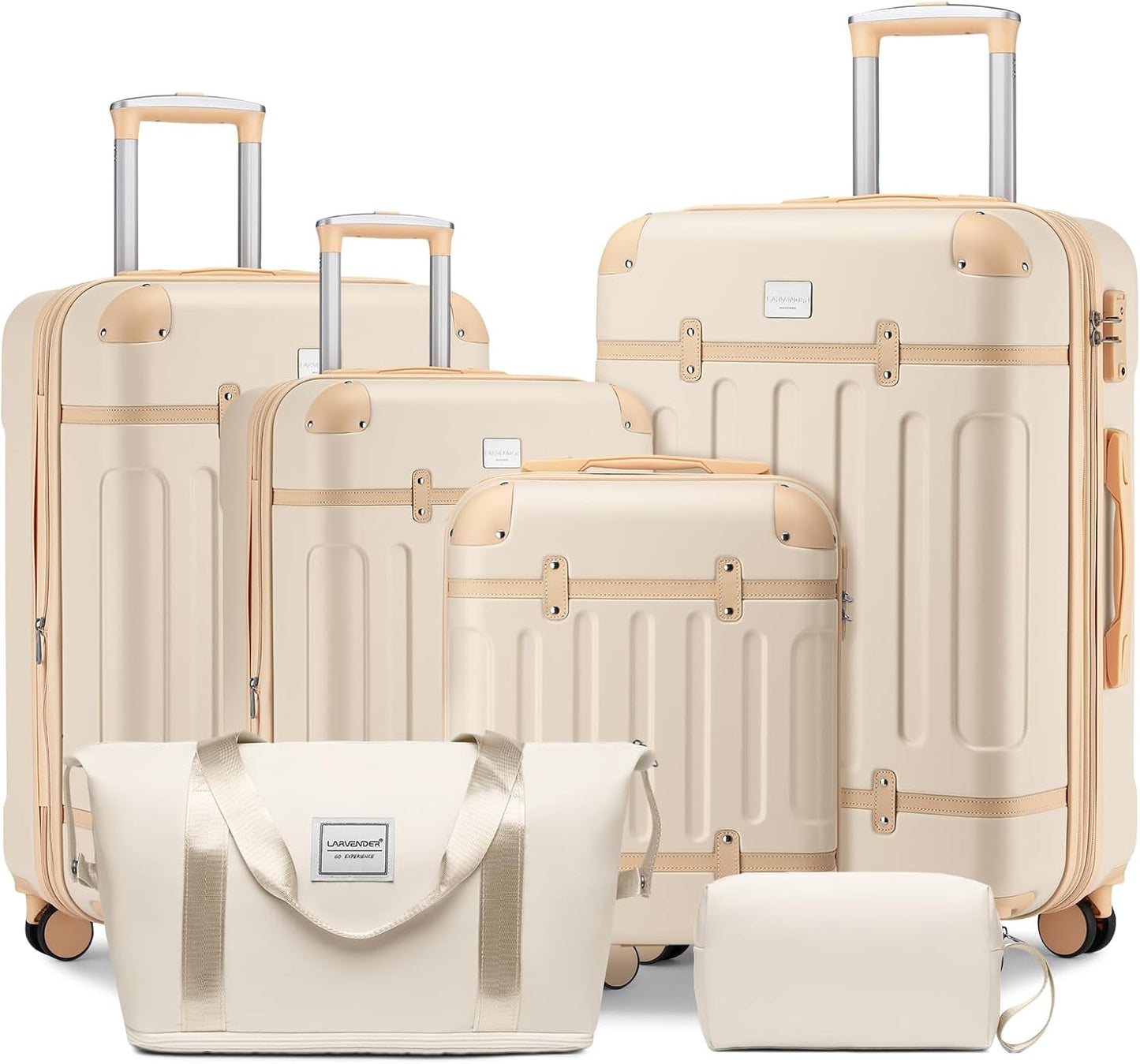 Luggage Sets 6 Piece Hardshell Expandable Suitcases with Spinner Wheels TSA Lock, Lightweight ABS Travel Carry on Suitcase Set for Women, Black Brown