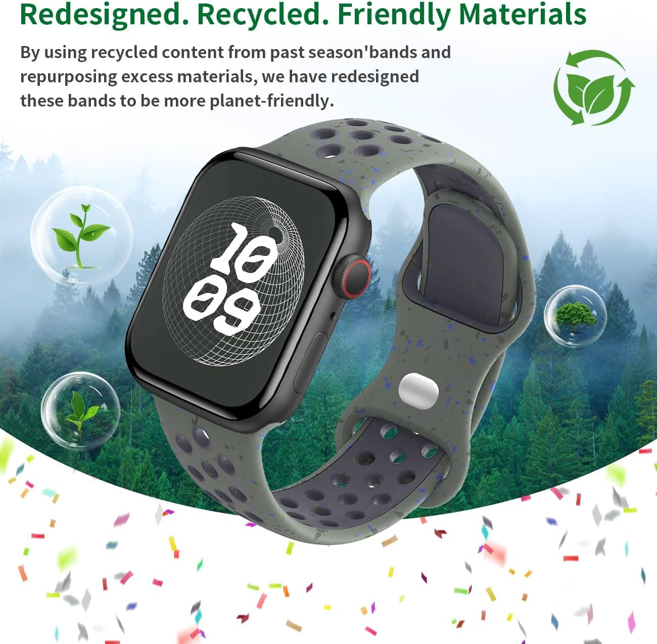 Sport Breathable Bands Compatible for Apple Watch Band 38Mm 40Mm 41Mm 42Mm 44Mm 45Mm 46Mm 49Mm Women Men,Soft Silicone Waterproof Strap for Iwatch Ultra 2/Ultra SE Series 10 9 8 7 6 5 4 3 2 1