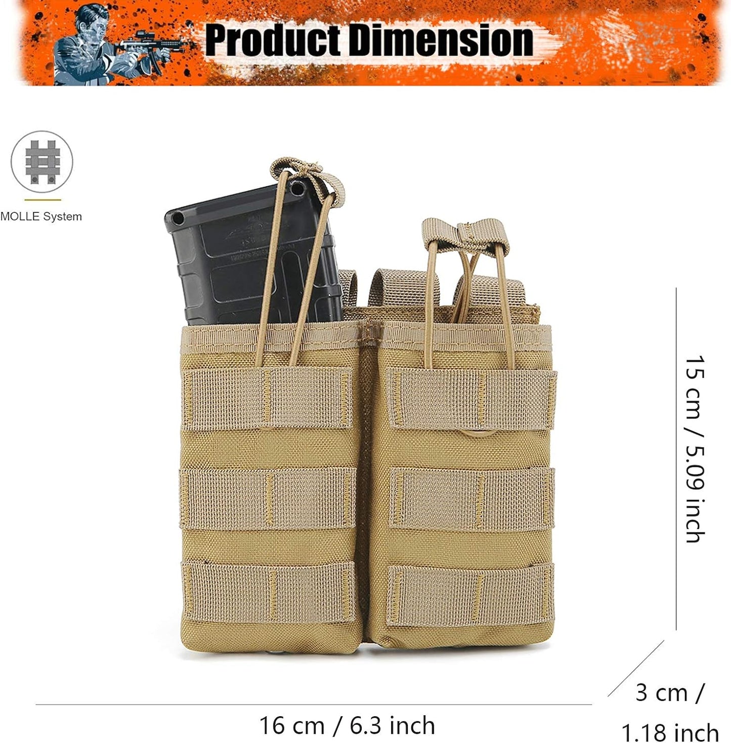 Tactical Outdoor Triple M4/M16 Open Top Mag Pouch
