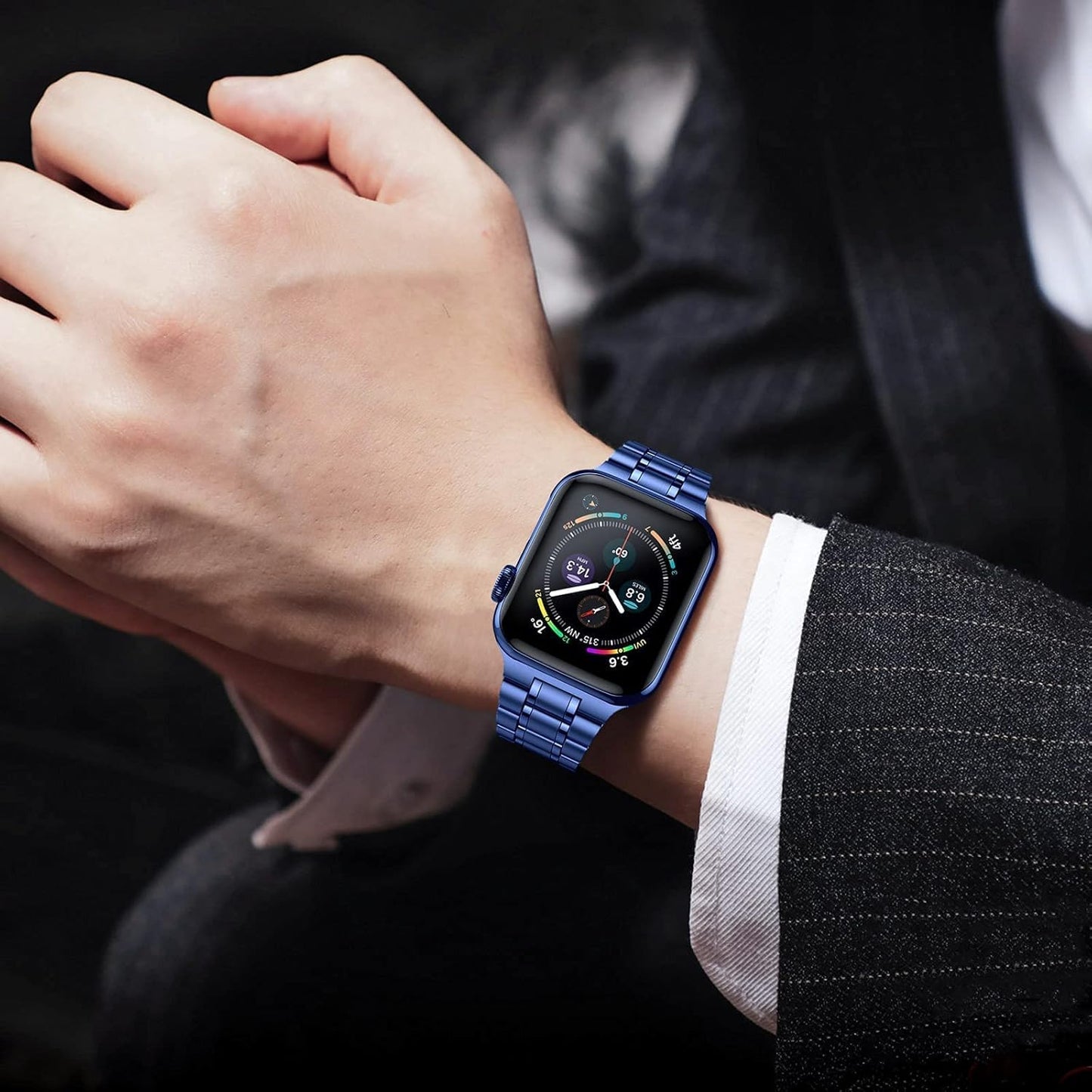 Stainless Steel Bands Compatible with Apple Watch Band 38Mm 40Mm 41Mm 42Mm 44Mm 45Mm Woman Men, Adjustable Metal Replacement Strap for Iwatch Apple Watch Series 9 8 7 6 5 4 3 2 1 SE