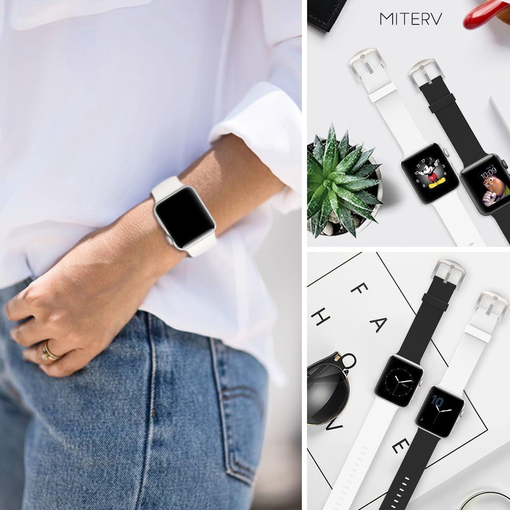 Compatible with Apple Watch Band 38Mm 40Mm 41Mm 42Mm 44Mm 45Mm 49Mm Women Men Soft Silicone Sport Strap Replacement Wristbands with Classic Clasp for Iwatch Series 8 7 6 5 4 3 2 1 SE 6Pack