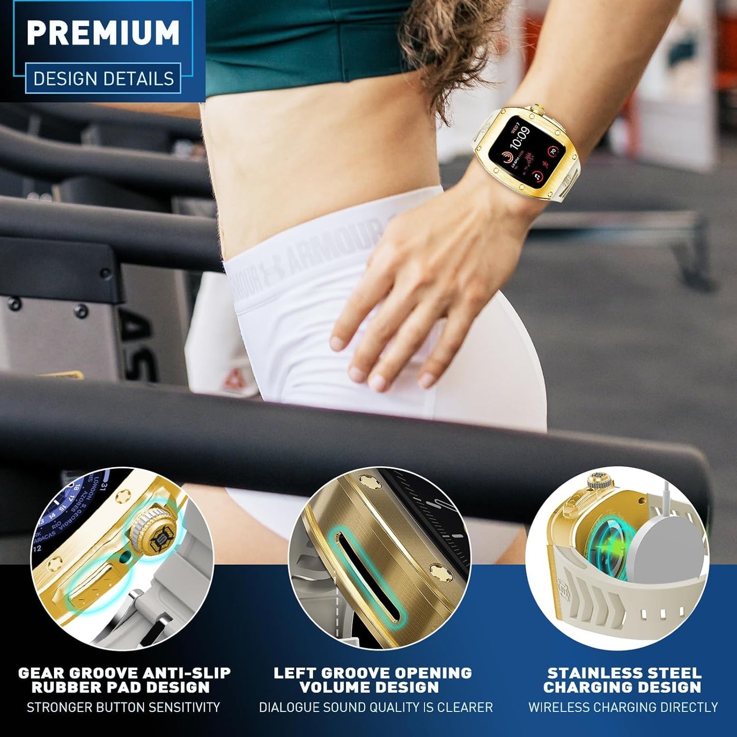 Premium Watch Band Compatible with Apple Watch Series 9/8/7/SE2/6/5/SE/4, Stylish, Durable, and Enhanced Protection for Your Device - Metal Iwatch 44Mm/45Mm Protective Case