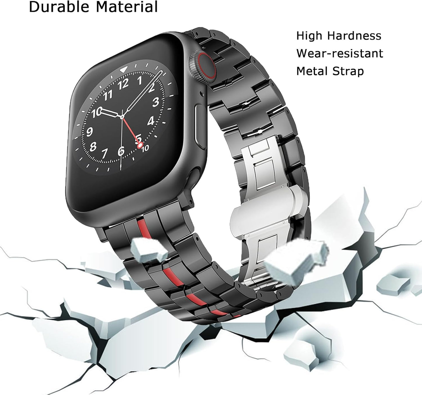 Compatible with Apple Watch 49Mm 45Mm 44Mm 42Mm 41Mm 40Mm 38Mm Stainless Steel Metal Band,Business Bracelet Rugged Strap for Apple Watch Series SE2 SE Ultra2 Ultra 10 9 8 7 6 5 4 3 2 1 Strap