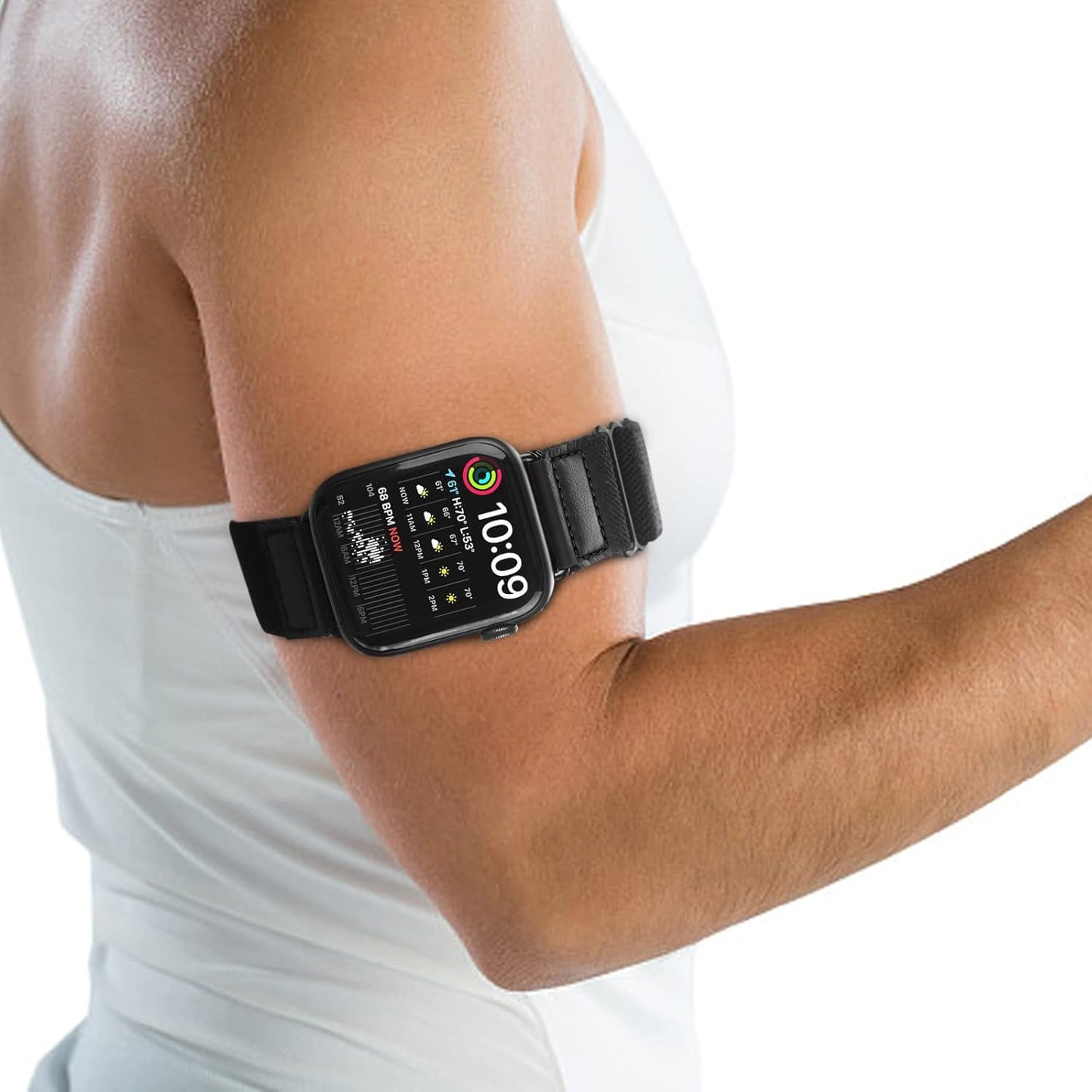 Elastic Armband Compatible with Apple Watch 41Mm,42Mm,44Mm,45Mm,Iwatch Series SE/7/6/5/4/3 Strap,Adjustable Sport Workout Nylon Women Men Replacement Arm or Ankle Band,Heart Rate Monitor Armband.