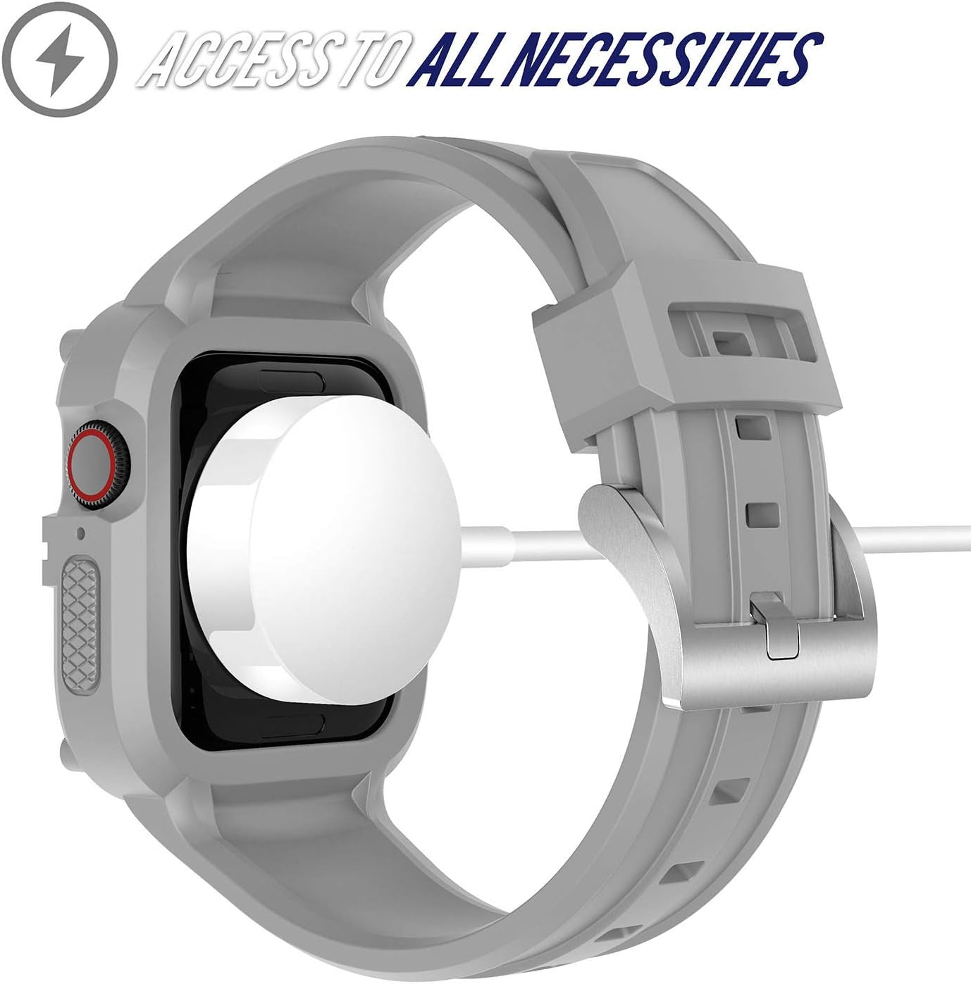 Rugged Watch Band Compatible with Apple Watch Series 9 Band for 41Mm 40Mm 38Mm SE 9/8/7/6/5/4/3 for Men Women (41Mm/40Mm/38Mm, Gray)