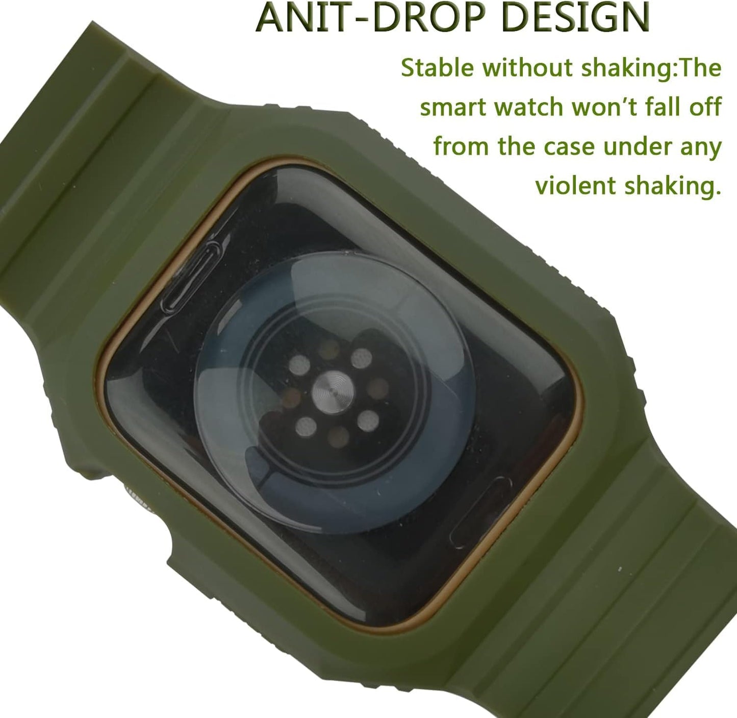For Apple Watch Band with Case,Tpu Rugged Bumper Shockproof Impact Resistant Cover Sports Wrist Strap for Iwatch Series 9 8 7 6 5 4 SE 3 2 1