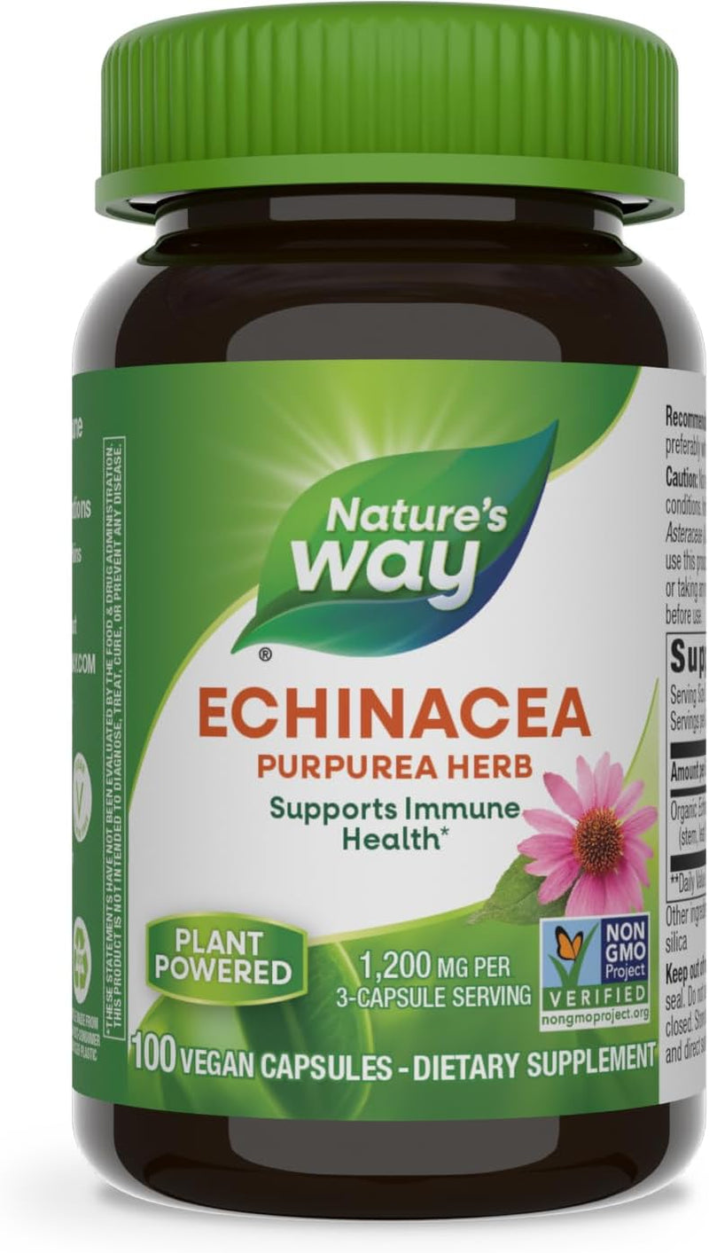 Echinacea Purpurea Herb, Immune Support*, 1,200 Mg per 3- Capsule Serving, Non-Gmo Project Verified, Vegan, 180 Capsules (Packaging May Vary) TLBH