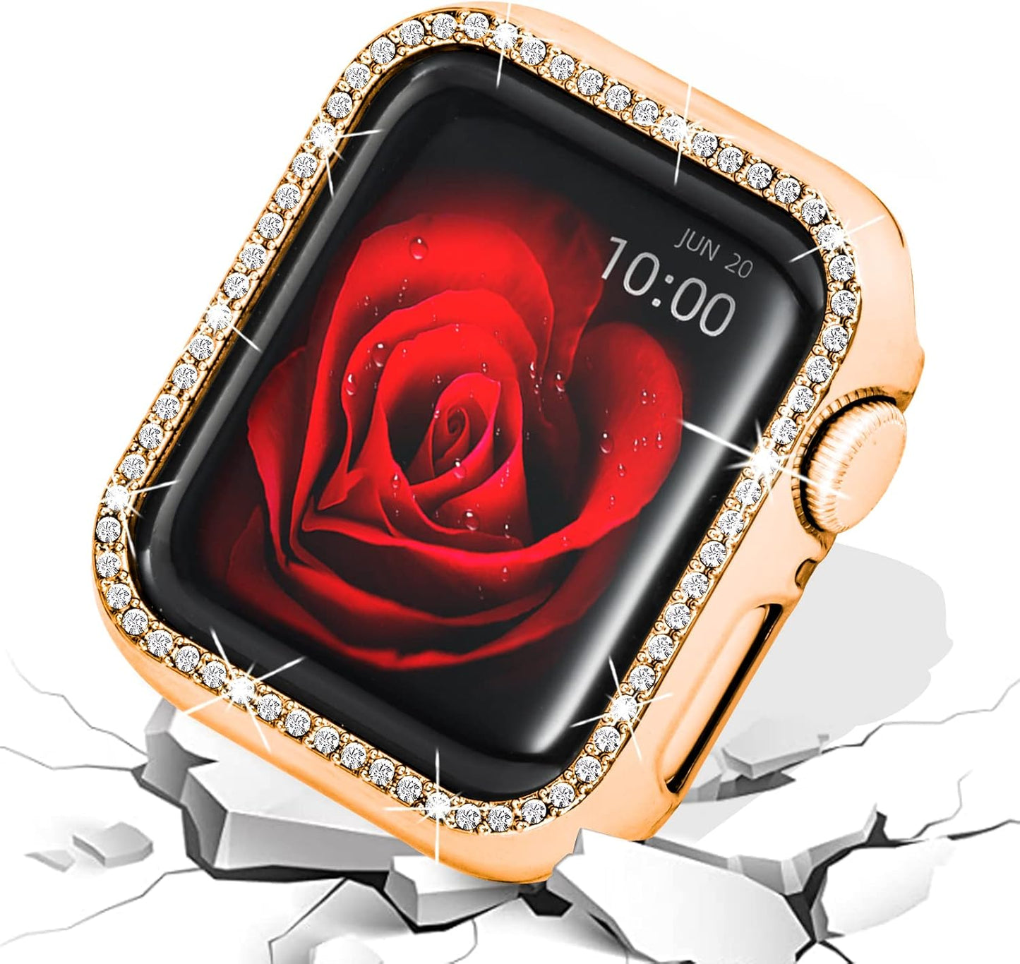 Siver Diamond Band with Case for Apple Watch 38Mm 40Mm 41Mm 42Mm 44Mm 45Mm and Iwatch Series 8 SE2 7 SE 6 5 4 3 2 1, Bling Rhinestone Metal Bracelet Strap Bumper Cover, Womens Dressy Glitter Jewelry