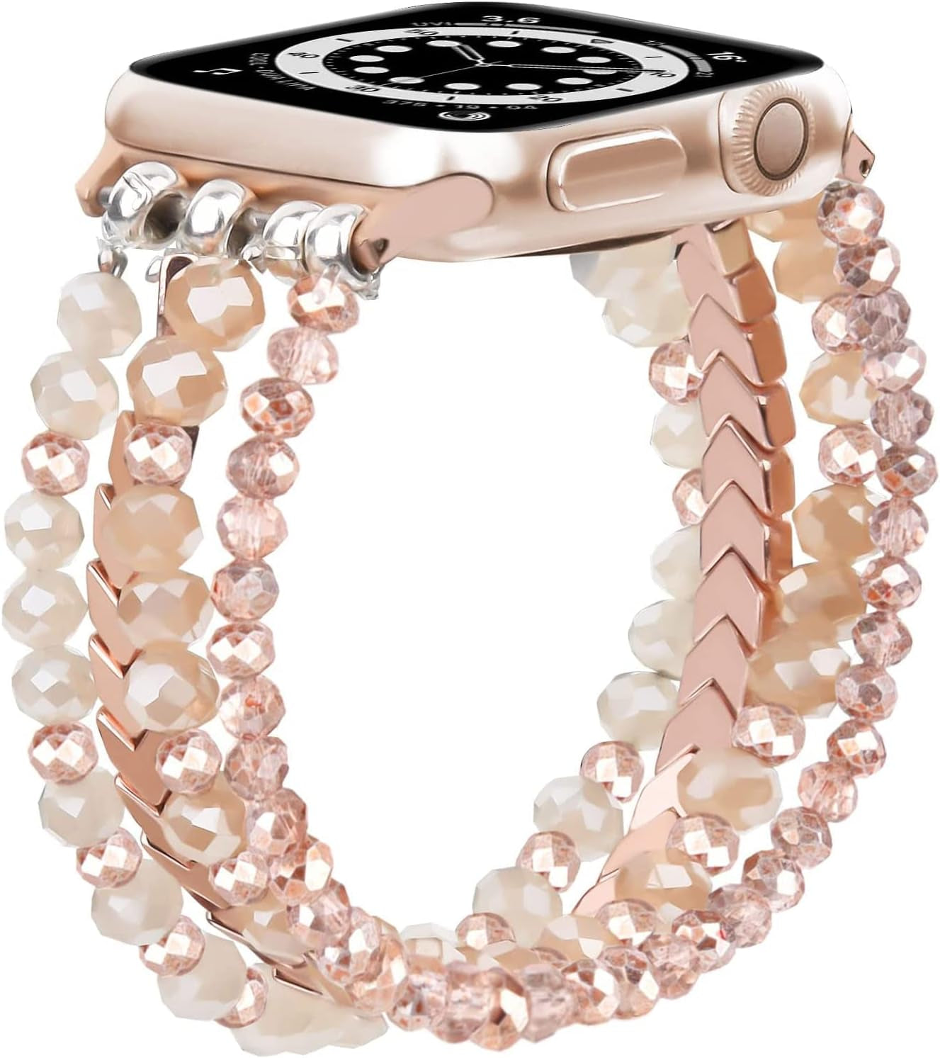 Beaded Bracelet Compatible with Apple Watch Band 38Mm/40Mm/41Mm Series 9/8/7/SE/6/5/4/3/2/1 Women Fashion Handmade Elastic Stretch Strap for Iwatch Bands Replacement Colorful
