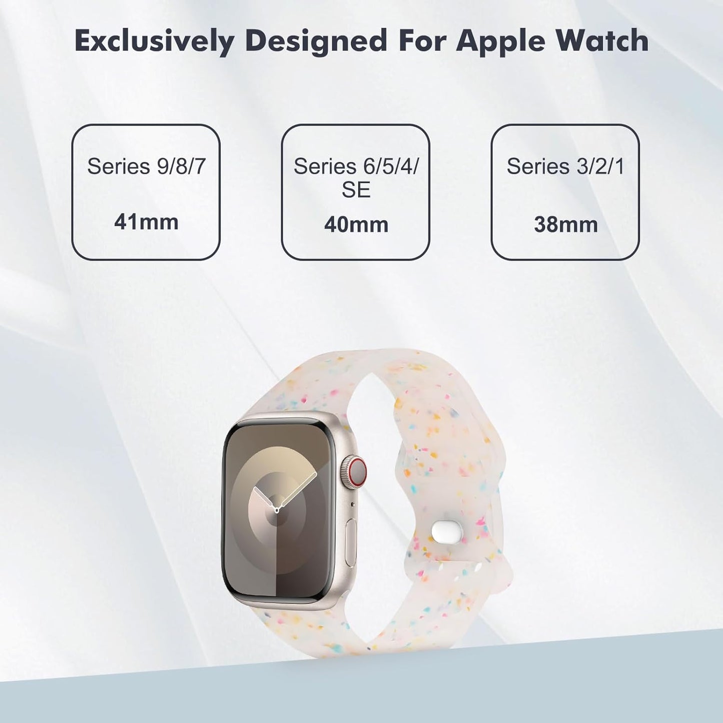 Sport Band Compatible with Apple Watch Band Ultra/Ultra2 49Mm/Series 10/9/8/7/6/5/4/3/2/1/SE 38/40/41/42/44/45/46Mm,Colorful Flakes Recycled Silicone Watchband Breathable Replacement Bands
