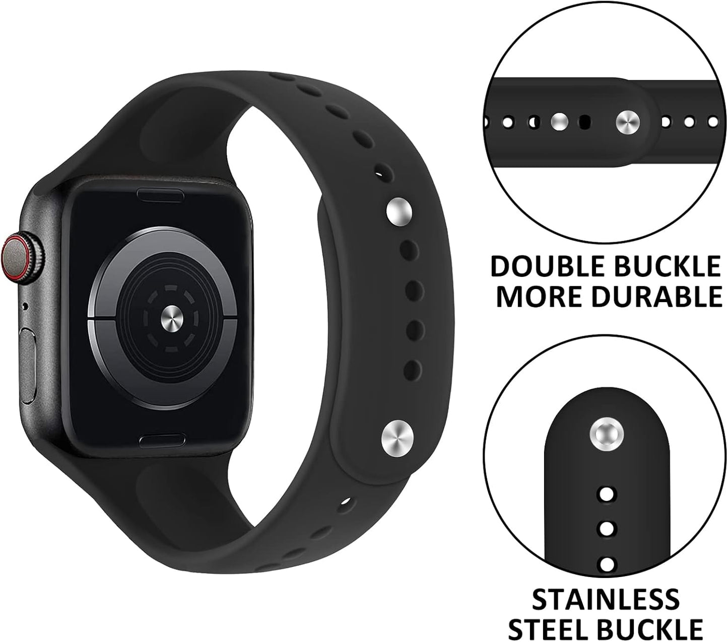 Sport Bands for Apple Watch Band 40Mm 44Mm 45Mm 49Mm 41Mm 38Mm 42Mm Women/Men,Soft Silicone Strap for Apple Watch Series 9,Ultra 2,8,Ultra,Se,7 6 5 4 3,Correa Iwatch Bands Wristband