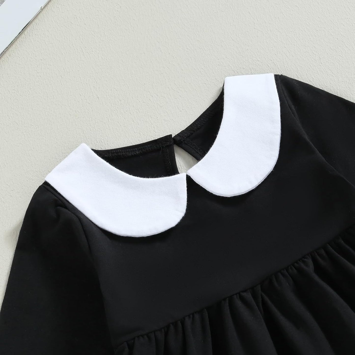 Toddler Baby Girl Halloween Outfit Doll Collar Black Long Sleeve Dress A-Line Dress Halloween Dress Costumes