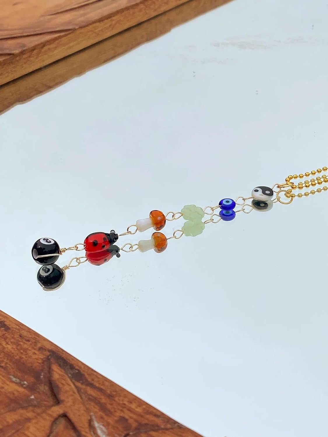 Evil Eye Car Hanging Ornament,Good Lucky Days Car Charm,8 Ball Mushroom Four-Leaf Clover Pendant for Car Rear View Mirror,Cute Boho Evil Eye Ladybug Yin Yang Symbol Car Decor Accessories