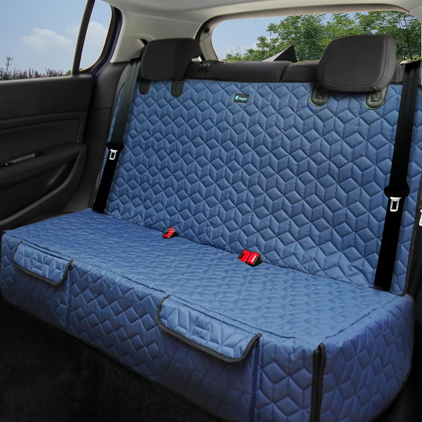 Dog Car Seat Cover for Back Seat, Waterproof Pet Bench Seat Covers for Trucks Ford F-Series/Chevrolet Silverado/Ram/Gmc Sierra 600D Heavy Duty Scratch Proof Nonslip Pet Seat Cover for Back Seat Truck