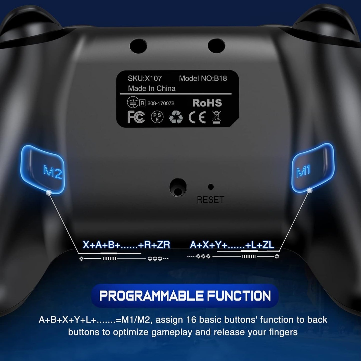 Wireless Switch Controller for Nintendo Switch/Lite/Oled Controller, Switch Controller with a Mouse Touch Feeling on Back Buttons, Extra Switch Pro Controller with Wake-Up,Programmable, Turbo Function
