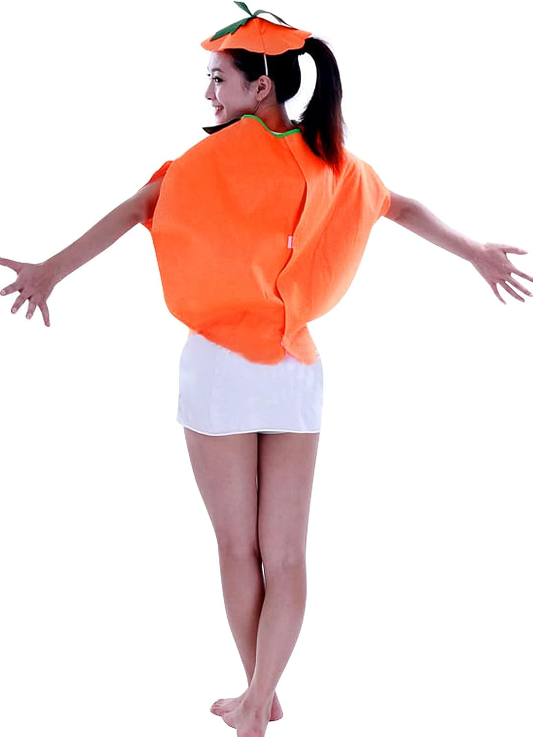 Unisex Adult Halloween Party Orange Pumpkin Cosplay Costume Party Clothes with a Hat