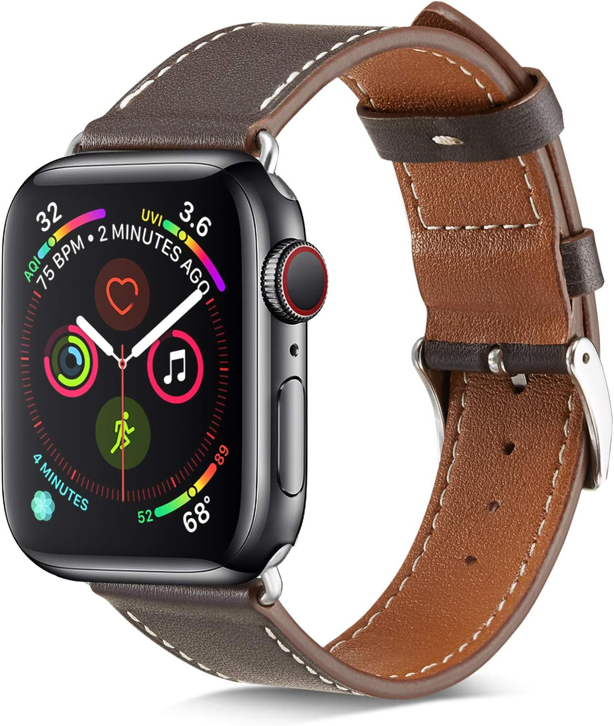 Compatible with Apple Watch Band 42Mm (Series 10) /41Mm/40Mm/38Mm, Genuine Leather Bands Replacement Strap for Iwatch Series 10 9 8 Se 7 6 5 4 3 2 1, Women & Men