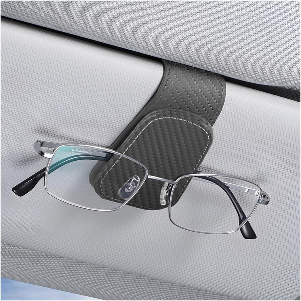 Sunglasses Holders for Car Sun Visor, Leather Eyeglasses Hanger Mounter, Magnetic Glasses Holder and Ticket Card Clip, Auto Interior Accessories Universal for SUV Pickup Truck TRUCK DRIVER