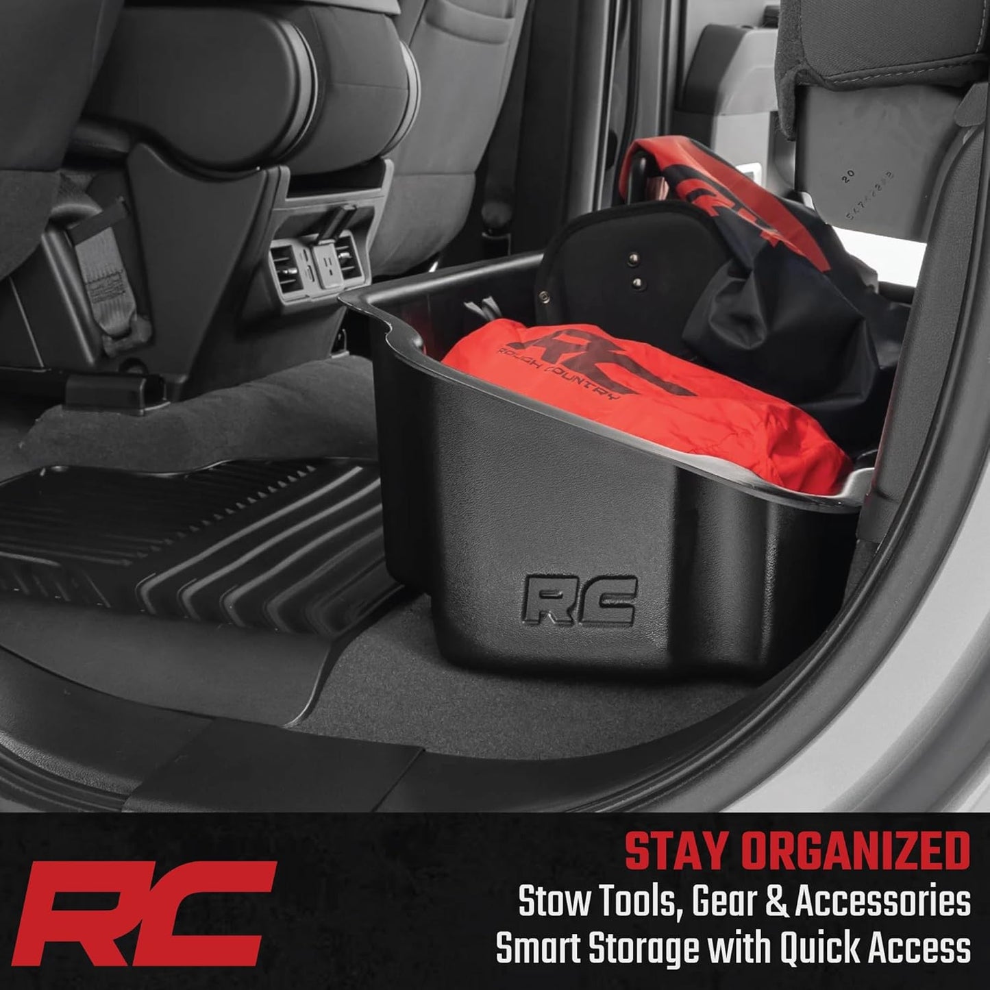 under Seat Storage for Chevy Silverado 1500 (2019-2024) & 2500HD/3500HD (2020-2024) - Custom-Fit under Seat Truck Storage, Silverado Underseat Storage - Durable, Anti-Skid Thermoplastic