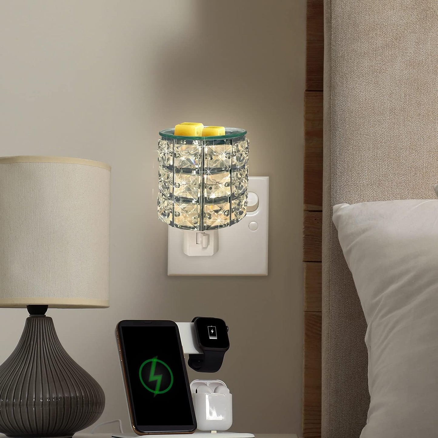 Warmers Pluggable Fragrance Warmer- Decorative Plug-In for Warming Scented Candle (Silver)