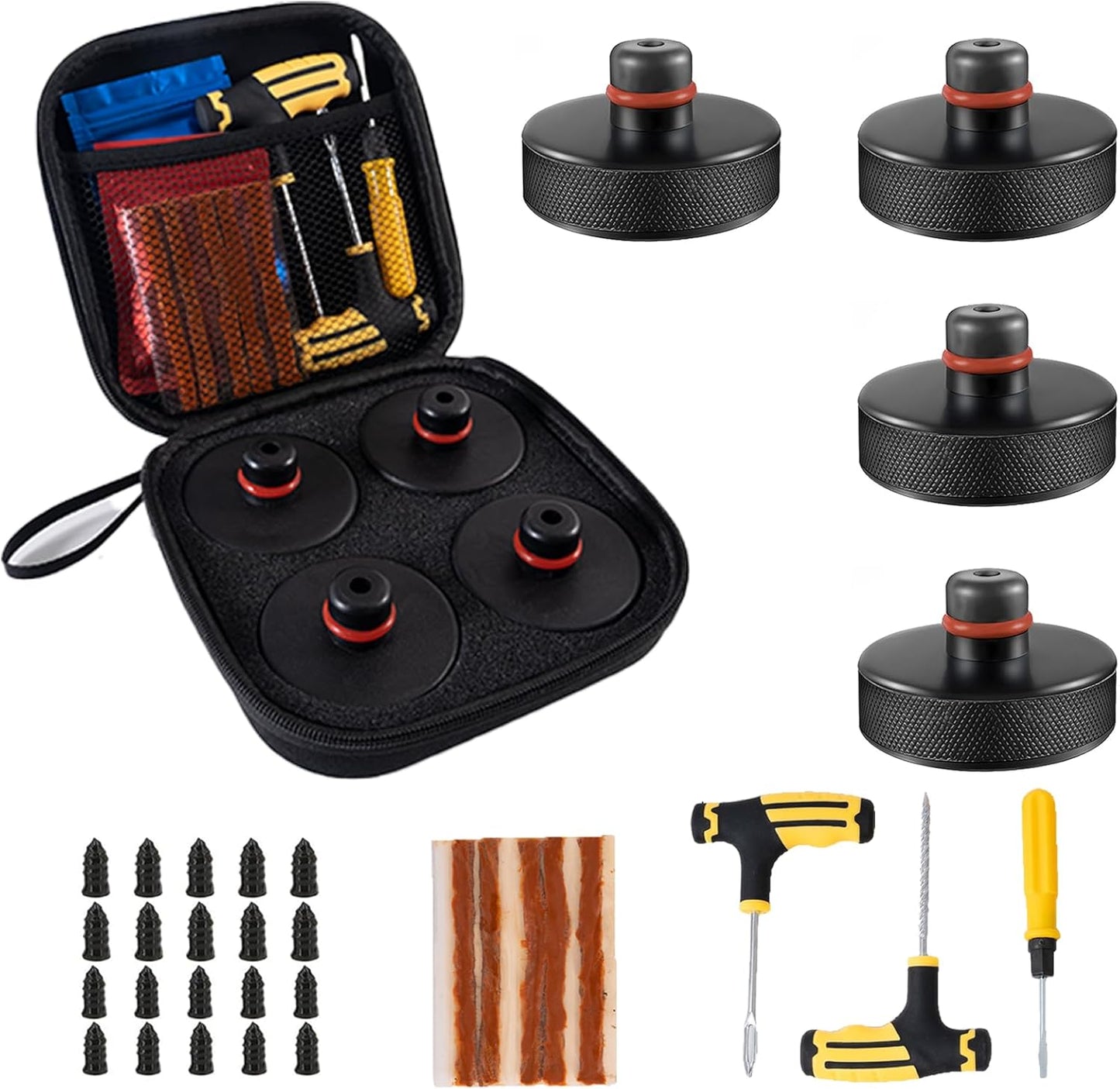 Tesla Jack Pads Lifting Jack Pad for Tesla Model 3/Y/S/X,4 Pack Pucks Accessories with Tire Repair Tools Kit for Tesla Vehicles 2016 to 2025