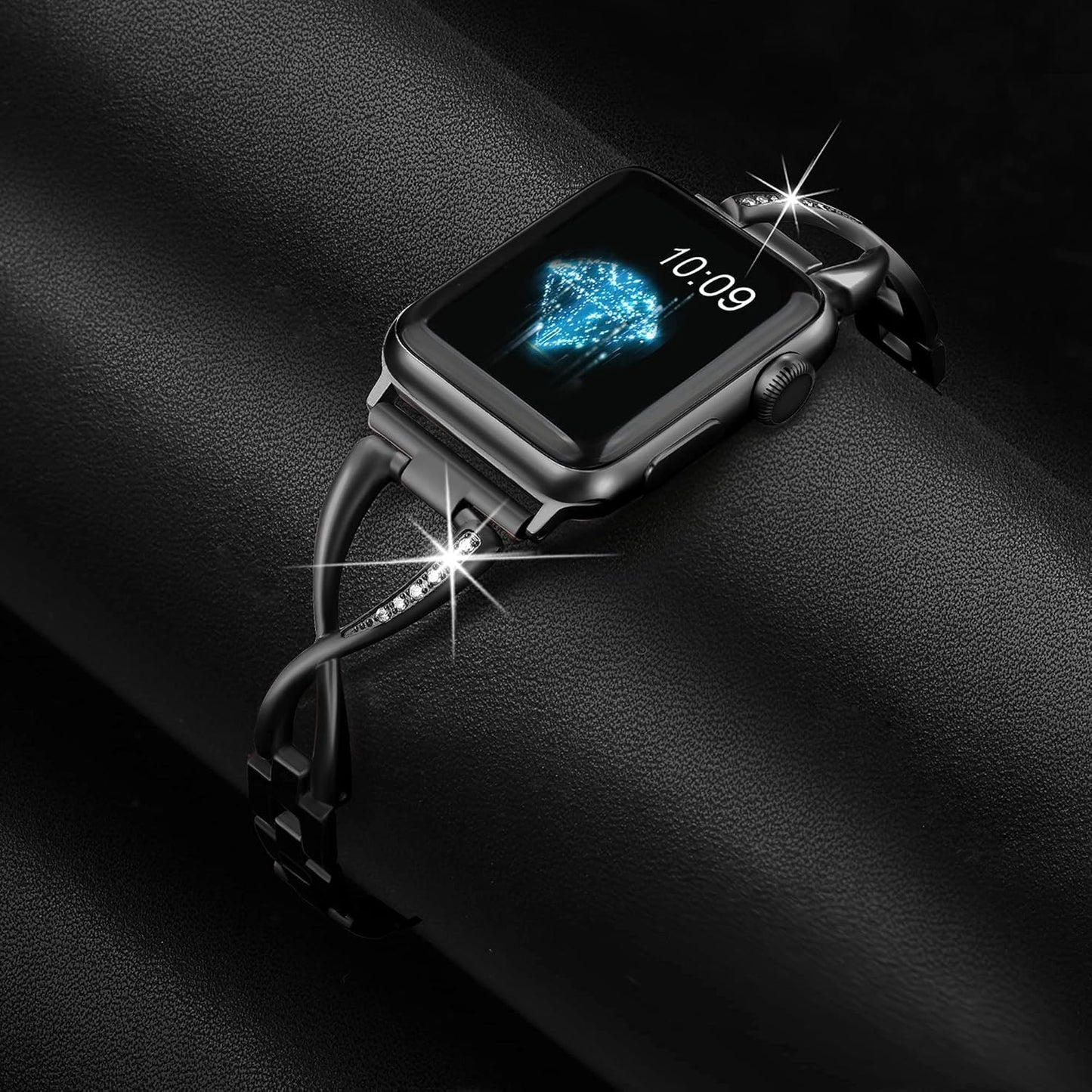 Bands Compatible with Apple Watch Band 38Mm 40Mm 41Mm 42Mm 44Mm 45Mm Iwatch SE Series 9/8/7/6/5/4/3/2/1 Women Dressy Jewelry Stainless Steel Accessories Wristband Strap