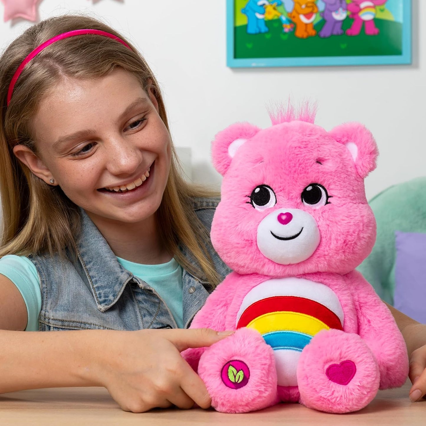 | Cheer Bear 35Cm Medium Plush | Collectable Cute Plush Toy, Cuddly Toys for Children, Soft Toys for Girls and Boys, Cute Teddies Suitable for Girls and Boys Ages 4+ | Basic Fun 22061 UK