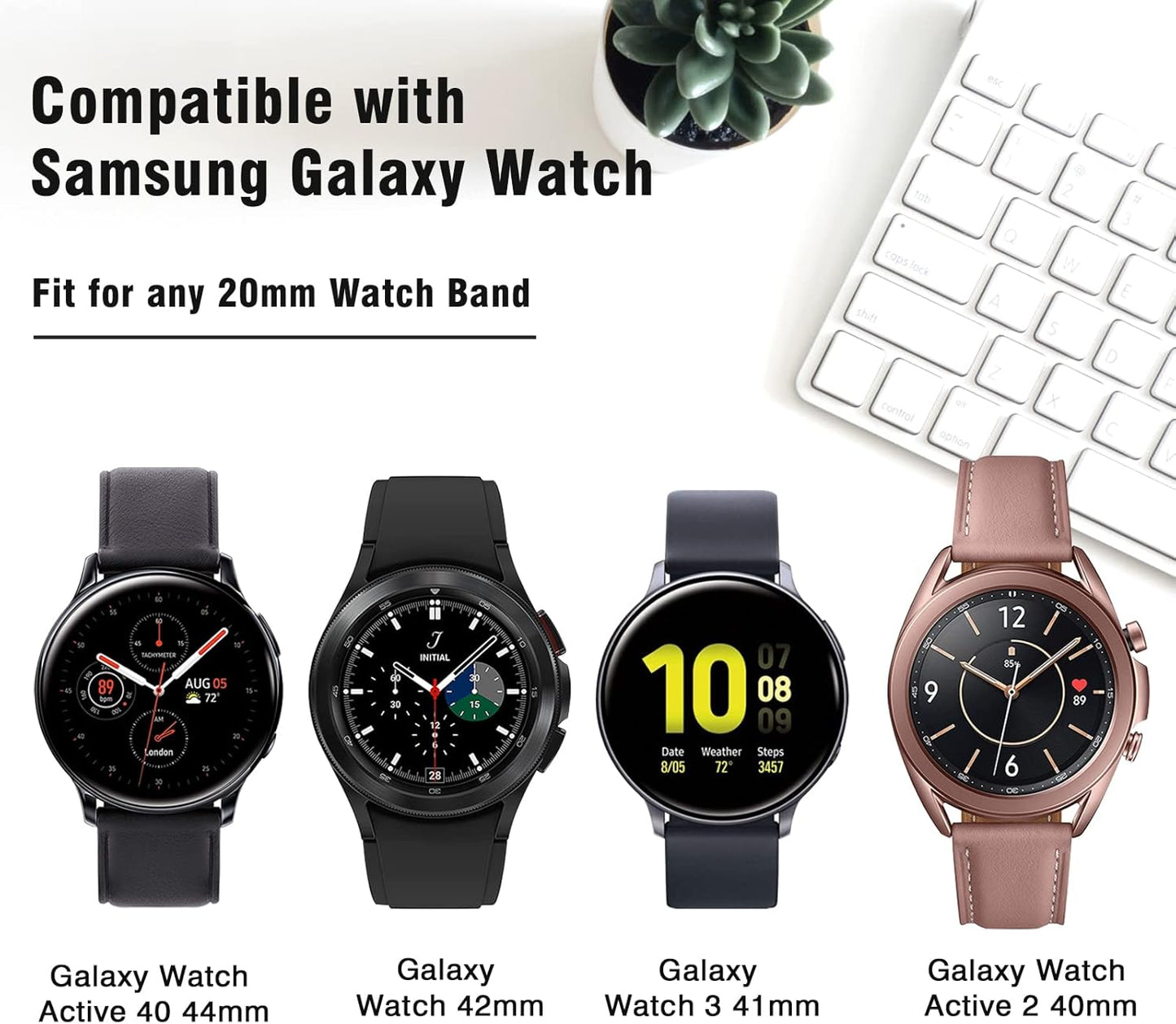 OVERSTEP Galaxy Watch Acitve 2 40Mm 44Mm, Galaxy Watch 3 41Mm, Galaxy Watch 42Mm Band, Quick Release Band Transparent Crystal Sport Replacement Strap for 20Mm Samsung Watch