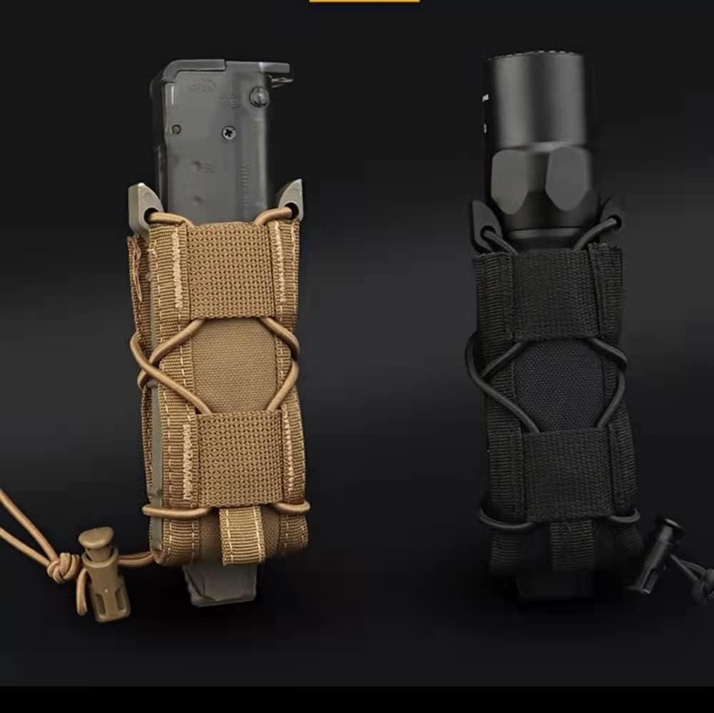 Tactical Magazine Pouch 9Mm Pistol Single Mag Bag Molle Flashlight Pouch Torch Holder Hunting Knife Holster Shooting Airsoft