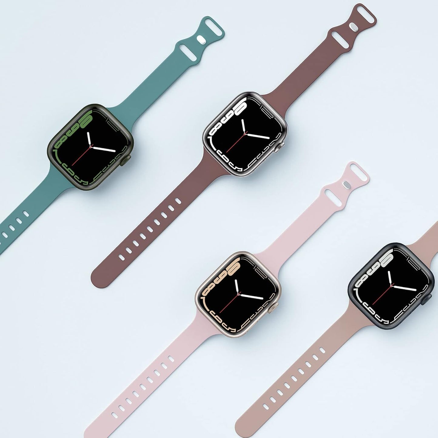 Silicone Sport Band, Compatible with Apple Watch Series 7/6/5/4/3/2/1/SE 38Mm 40Mm 41Mm 42Mm 44Mm 45Mm, Black, Unisex-Adults