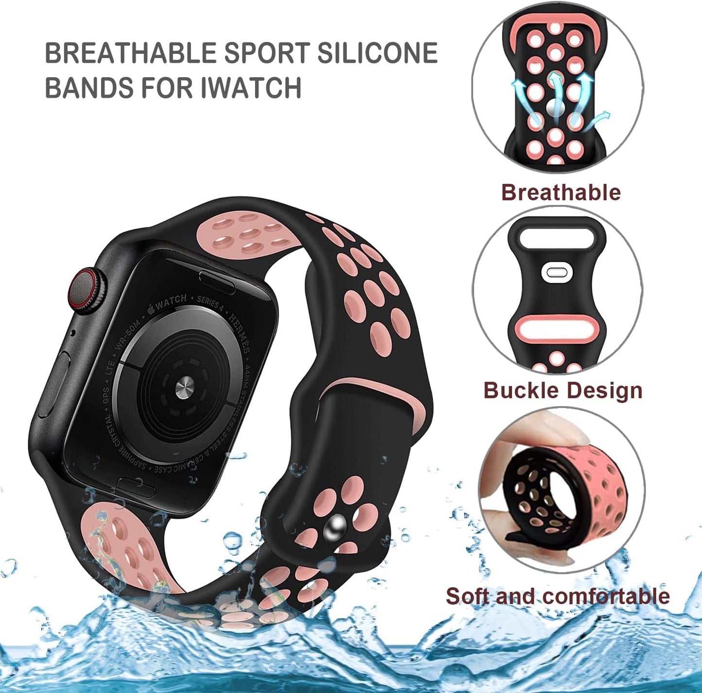 Compatible with Kids Apple Watch Band 38Mm 40Mm 41Mm & 42Mm 44Mm 45Mm for Boys Girls, Breathable Soft Silicone Sport Wrist Strap Compatible with Iwatch Series 9/8/7/6/5/4/3/2/1/SE