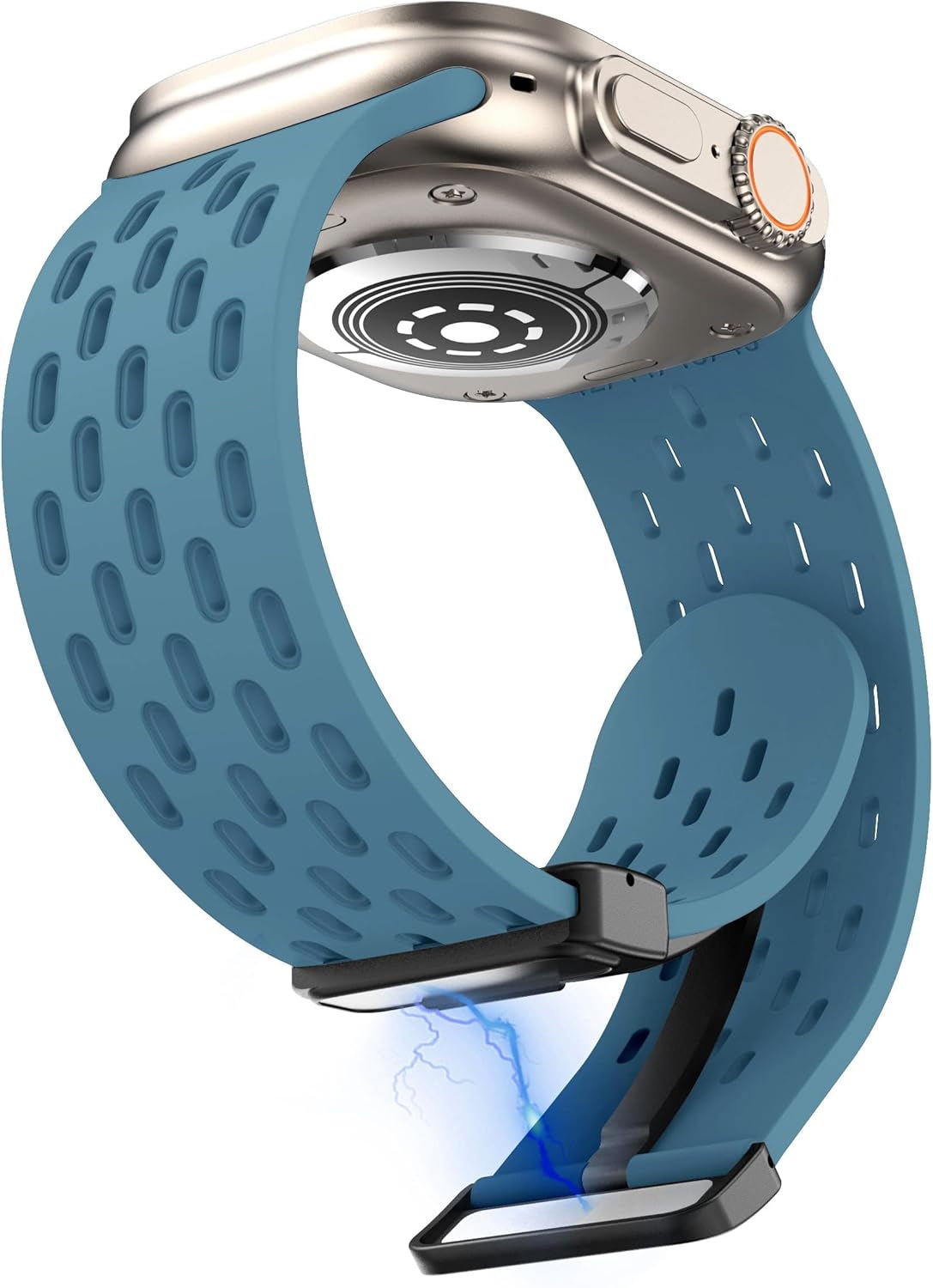 Magnetic for Apple Watch Ultra/Ultra 2 Band 49Mm 45Mm 44Mm 42Mm Iwatch Strap 41Mm 40Mm 38Mm Men Women, Breathable Soft Silicone Sport Band with Magnetic Butterfly Clousure for Apple Watch Ultra 2 Ultra 9 8 7 6 5 4 3 2 1 SE