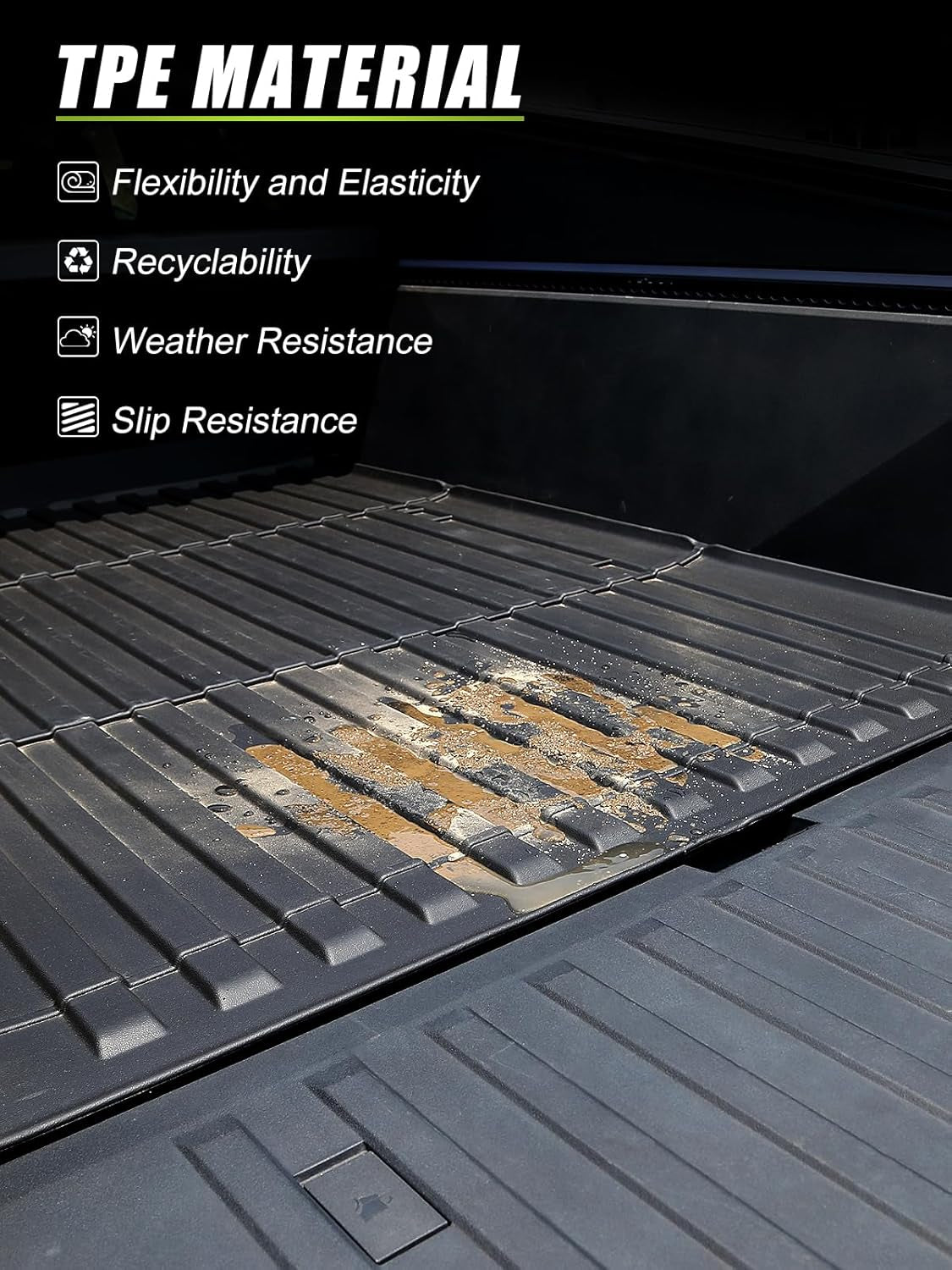 Trunk Bed Mat Compatible with Tesla Cybertruck 2024, Divider Fit All Weather TPE Waterproof Pickup Cargo Bed Liner for Cybertruck Accessories 3Mm (Truck Bed Mat)