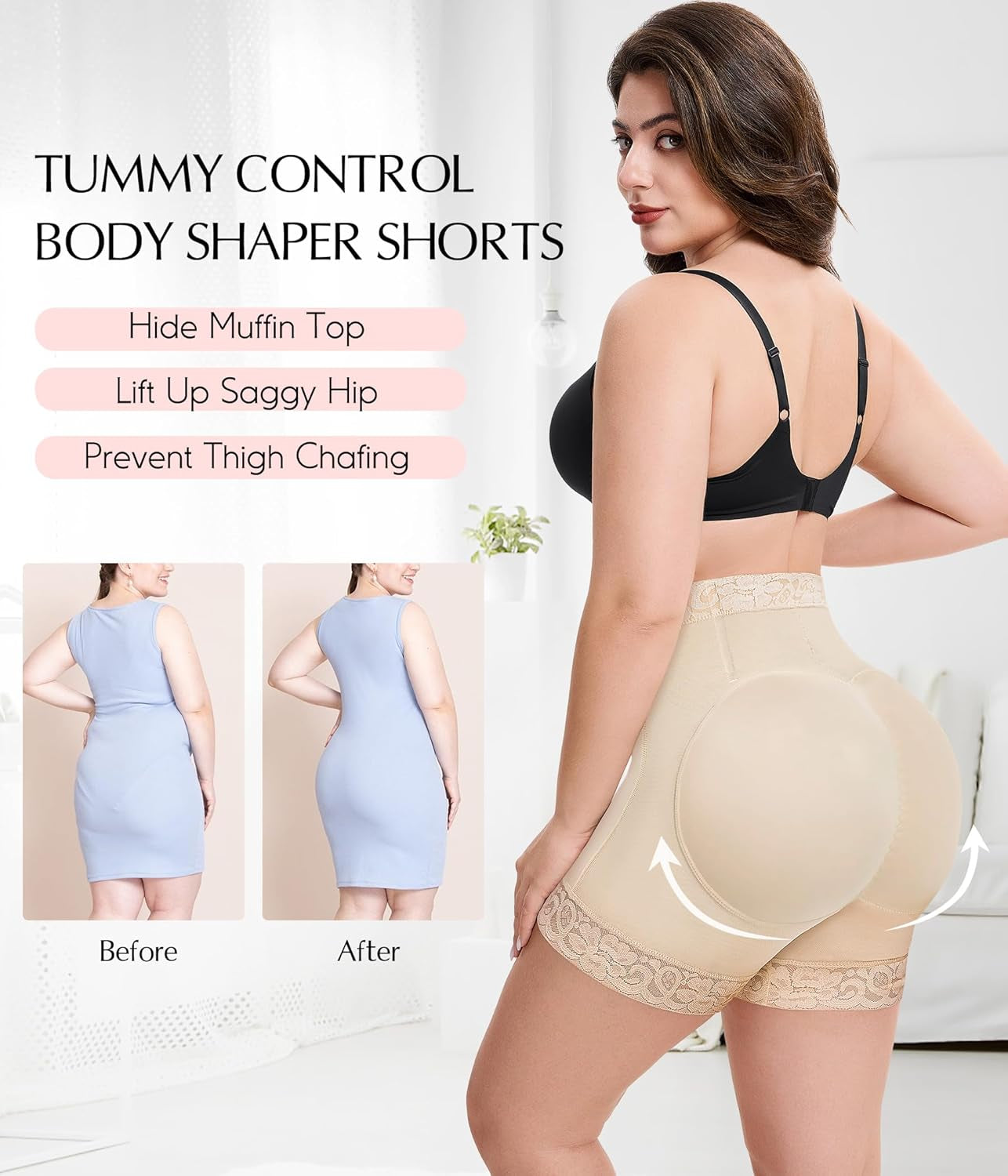 Tummy Control Panties Butt Lifting Shapewear Shorts for Women Zipper Body Shaper Shorts Thigh Slimmer Underwear