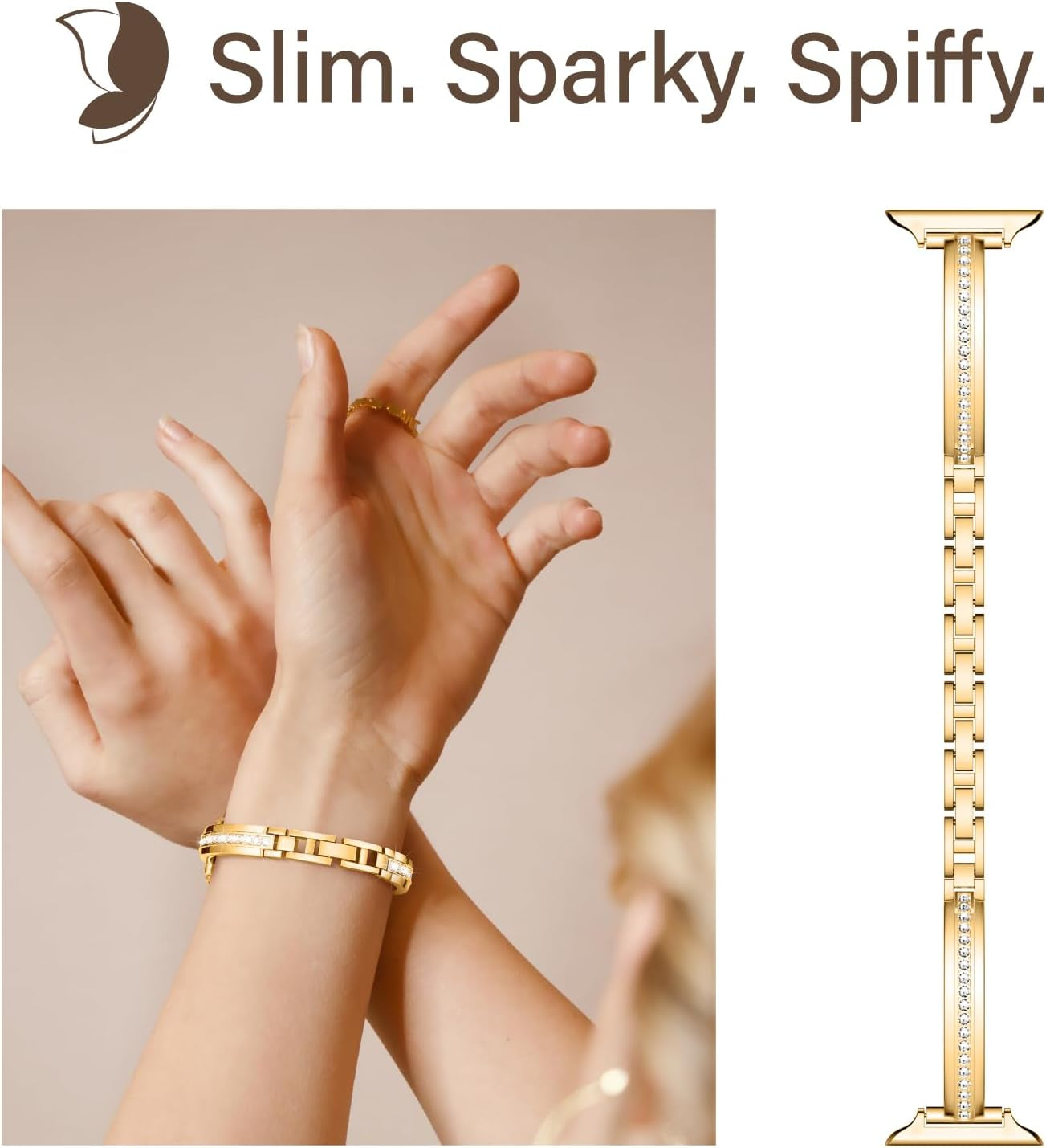 Bands Compatible with Apple Watch Band 38Mm 40Mm 41Mm 42Mm 44Mm 45Mm 49Mm for Women Girl, Slim Metal Dressy Jewelry Bracelet with Bling Diamond for Iwatch Series 9 8 7 6 5 4 3 2 1 SE Ultra