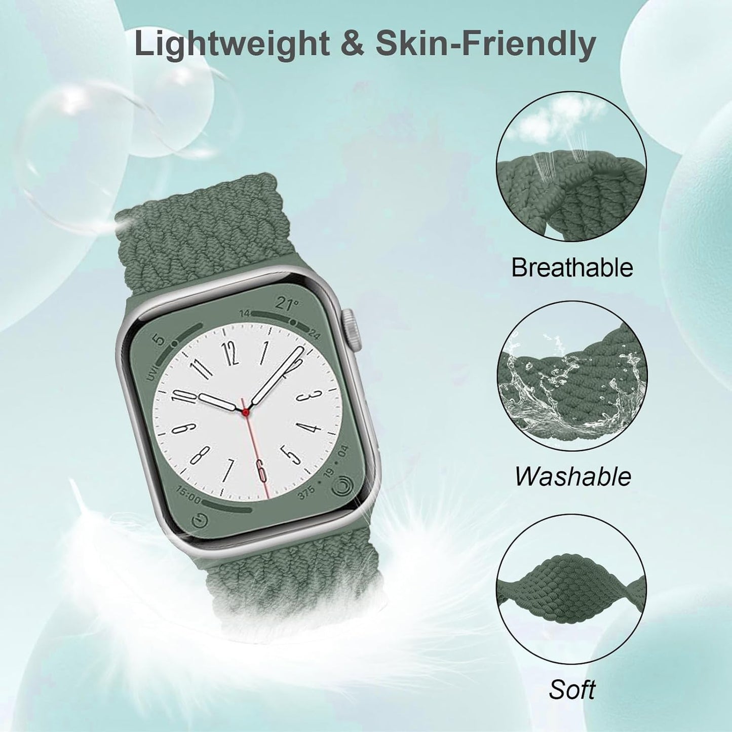 Braided Solo Loop Compatible with Apple Watch Bands 38Mm 40Mm 41Mm 42Mm 44Mm 45Mm 49Mm Women Men, Stretchy Elastic Nylon Sport Strap for Iwatch Bands Series 9/8/7/6/5/4/3/2/1/Se/Ultra